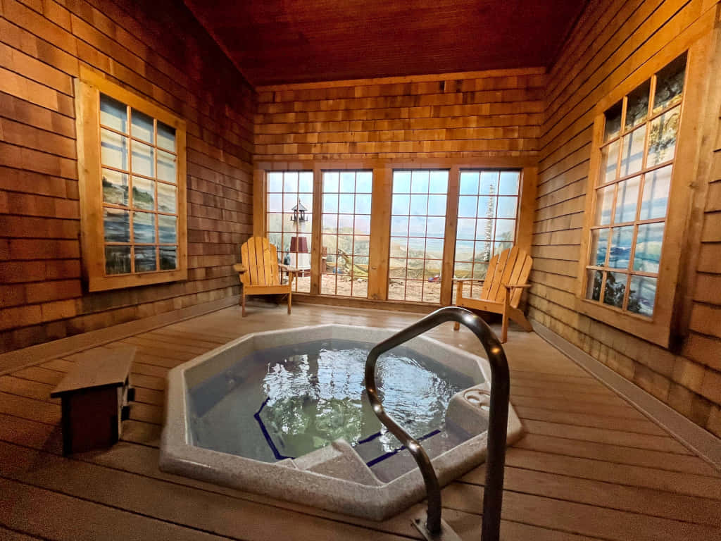 Indoor Hot Tub With View Wallpaper