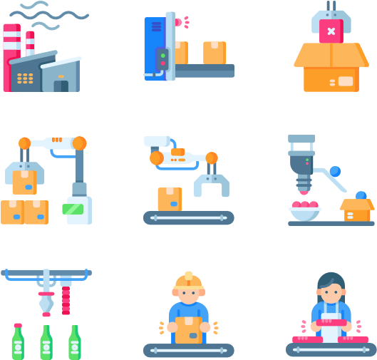 Industrial Automation Icons Set PNG