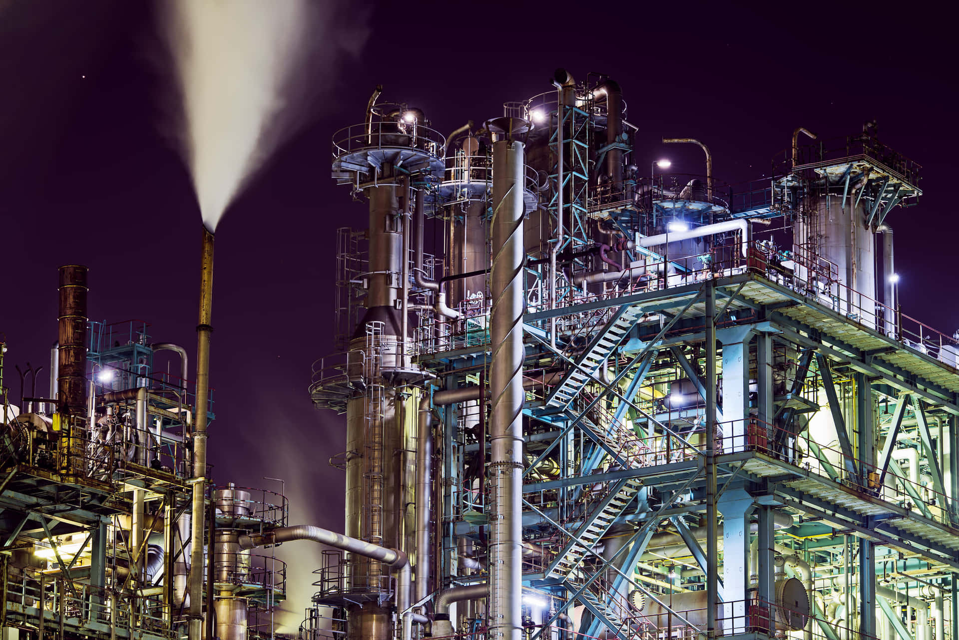 Industrial Complex Nighttime Emissions.jpg Wallpaper