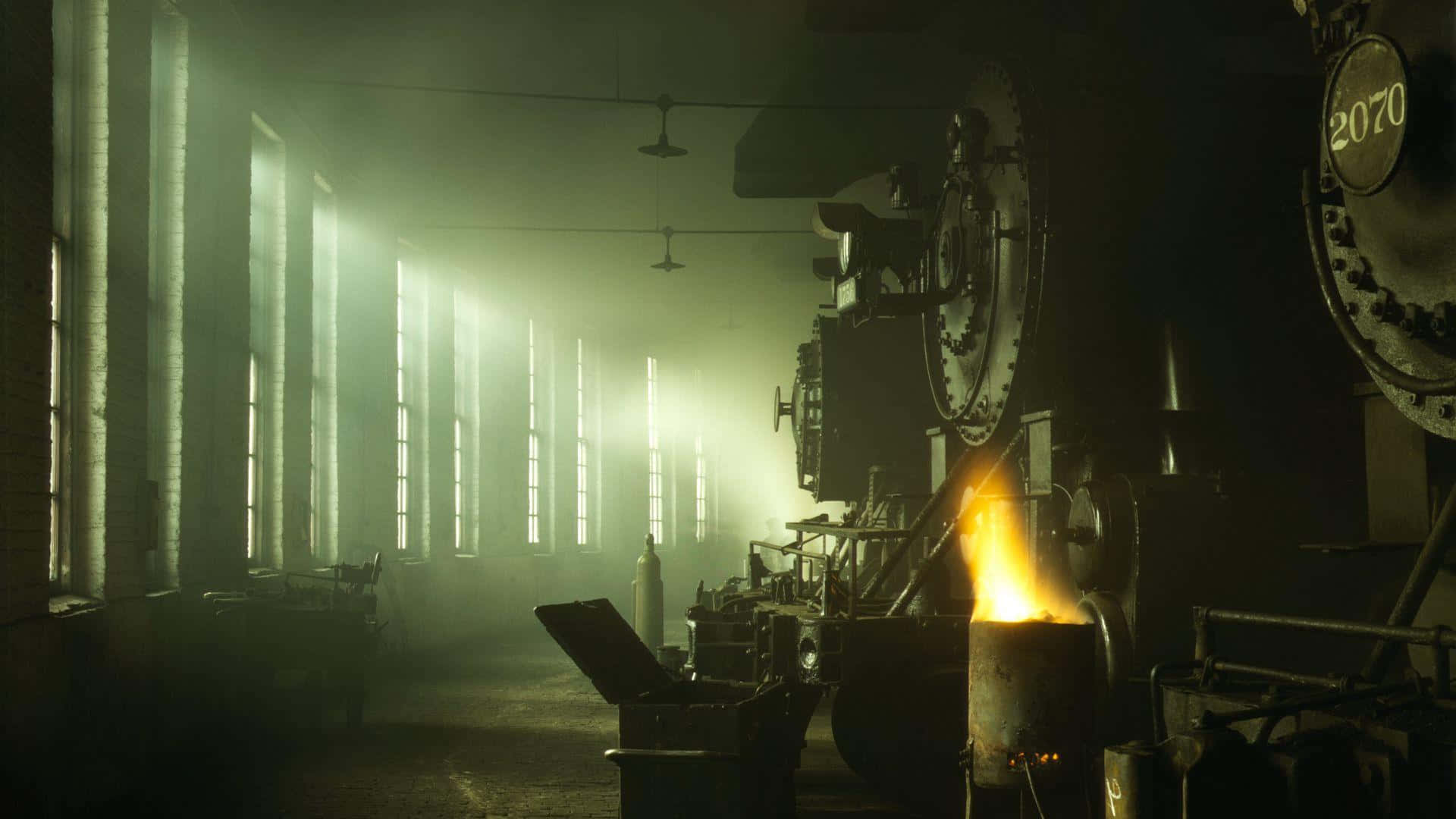 Industrial Forge Glowing Steel Factory Wallpaper