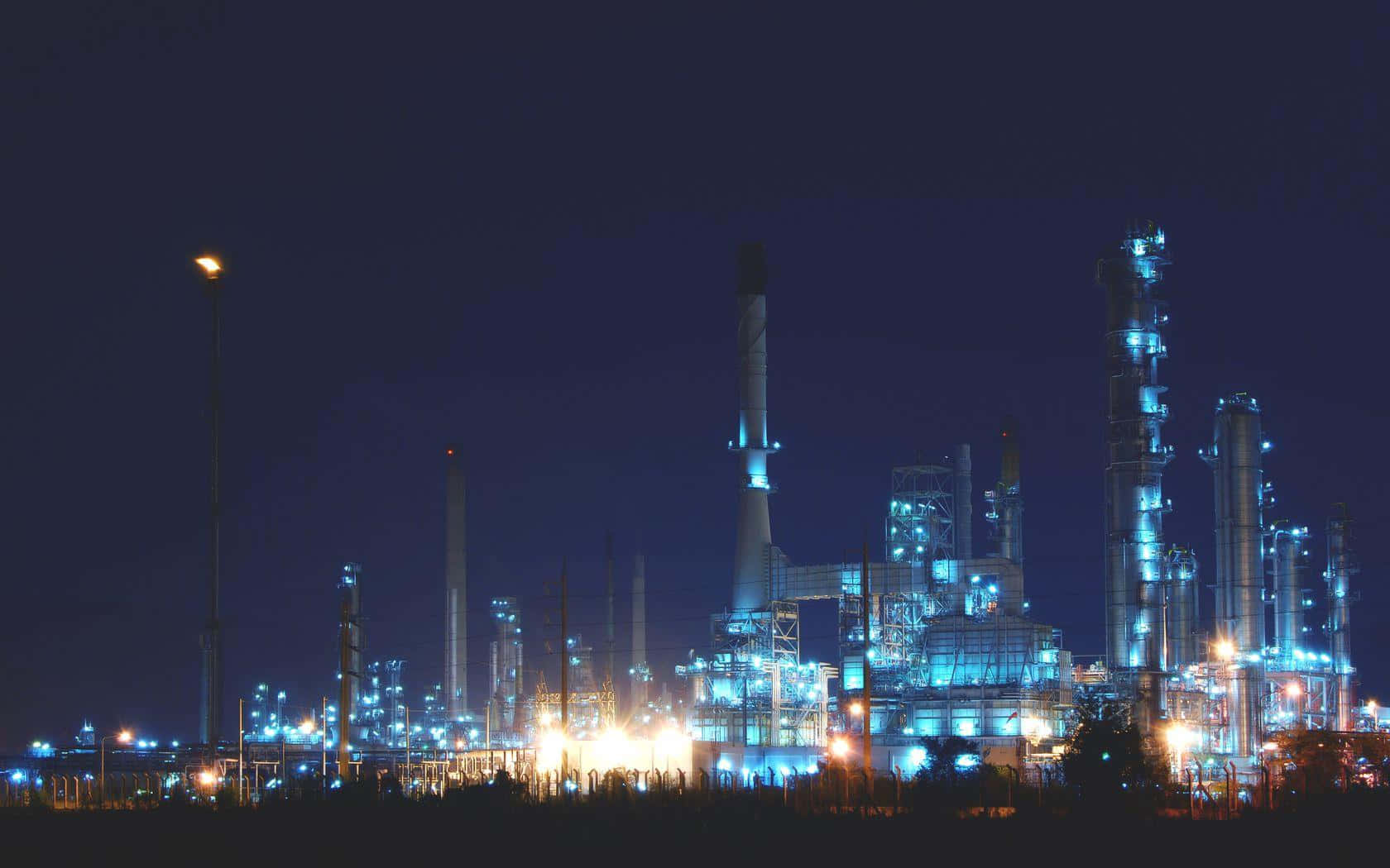 Industrial Nighttime Factory Landscape.jpg Wallpaper