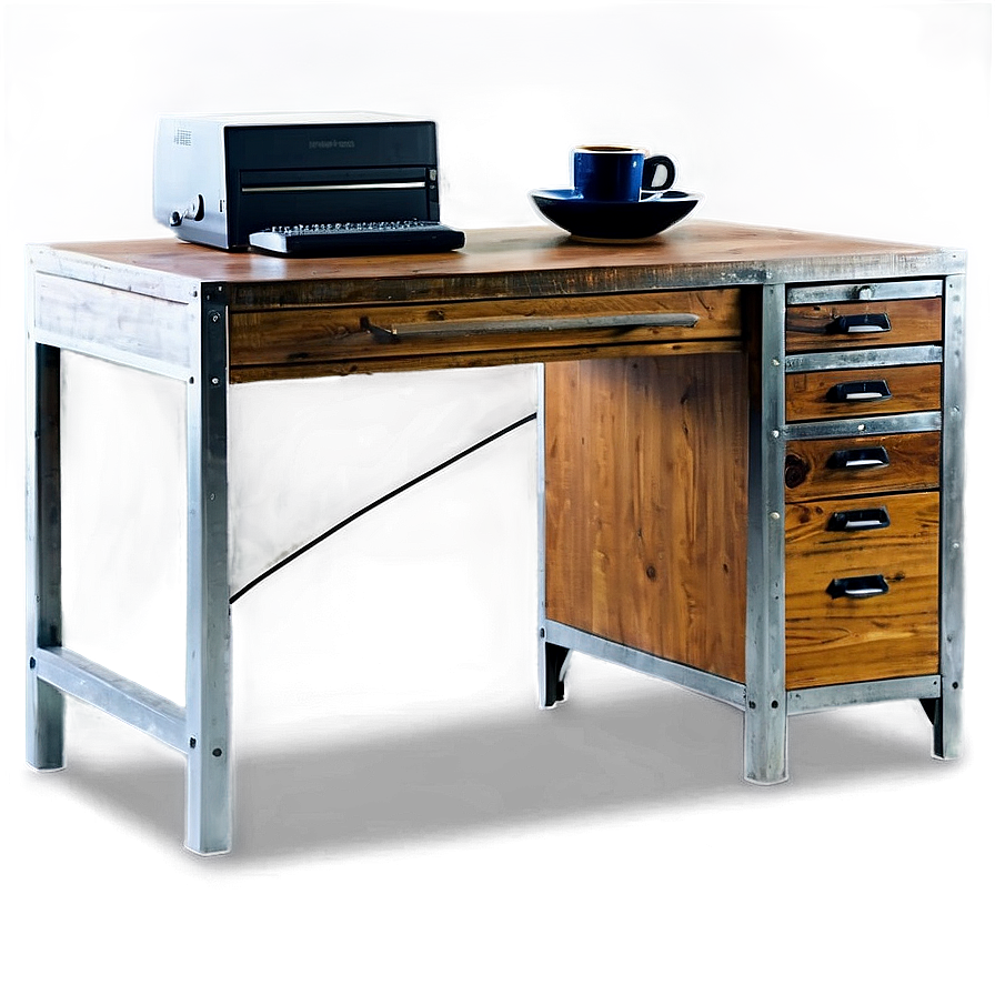 Industrial Office Desk Png 06122024 PNG