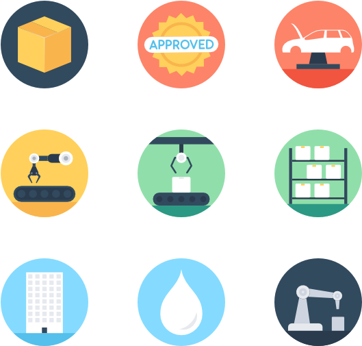 Industrial Process Icons Set PNG