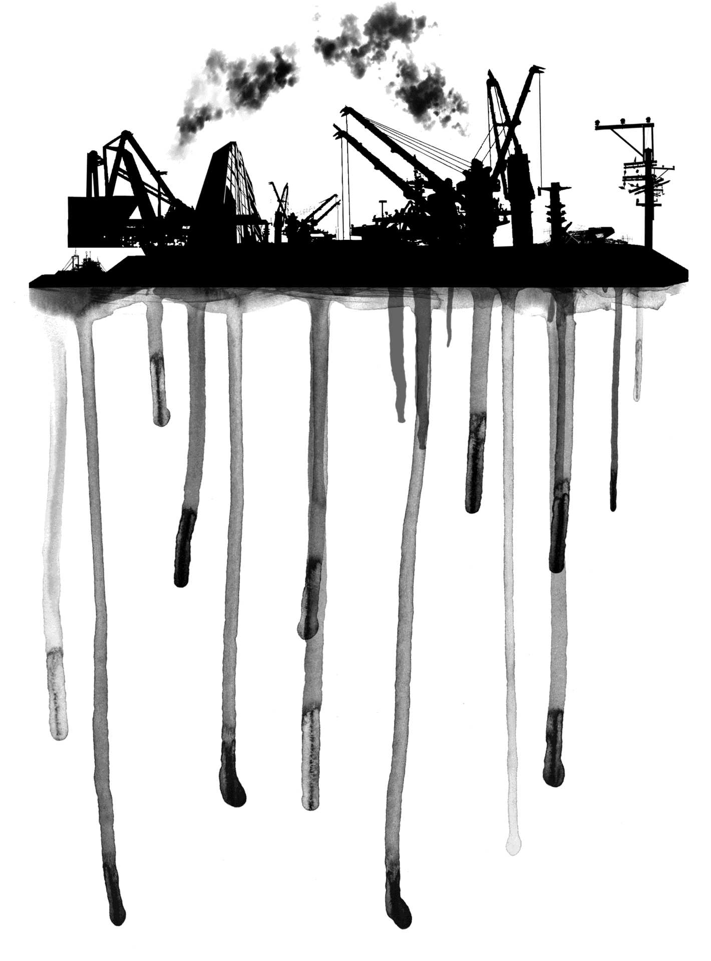 Industrial Silhouette Drip Art PNG