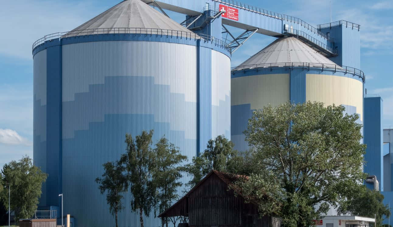 Industrial Silos Against Sky Frauenfeld Wallpaper