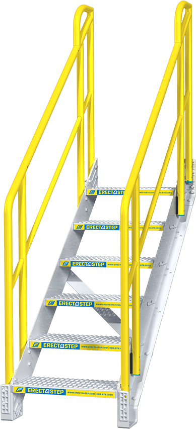 Industrial Yellow Handrails Metal Stairs PNG