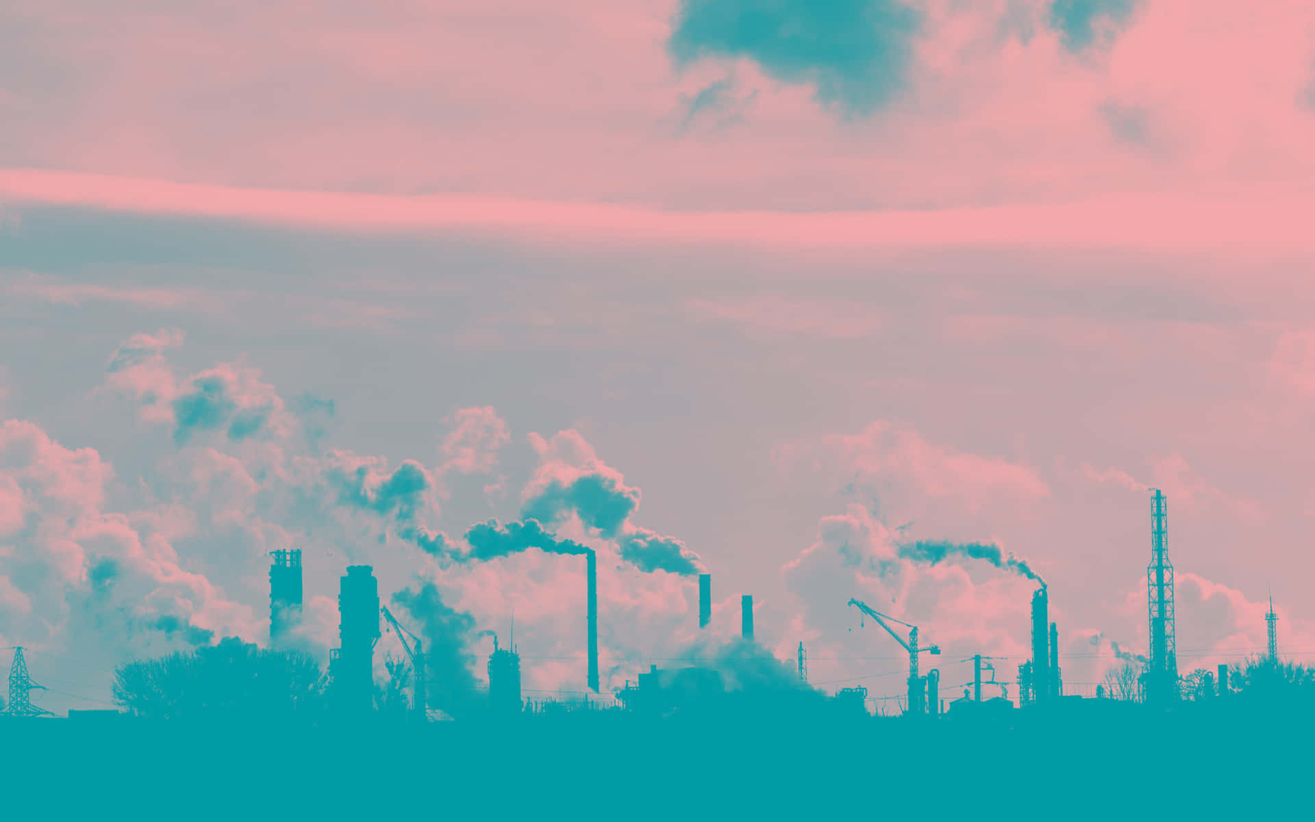 Industrial Zone Trippy Aesthetic Clouds Wallpaper