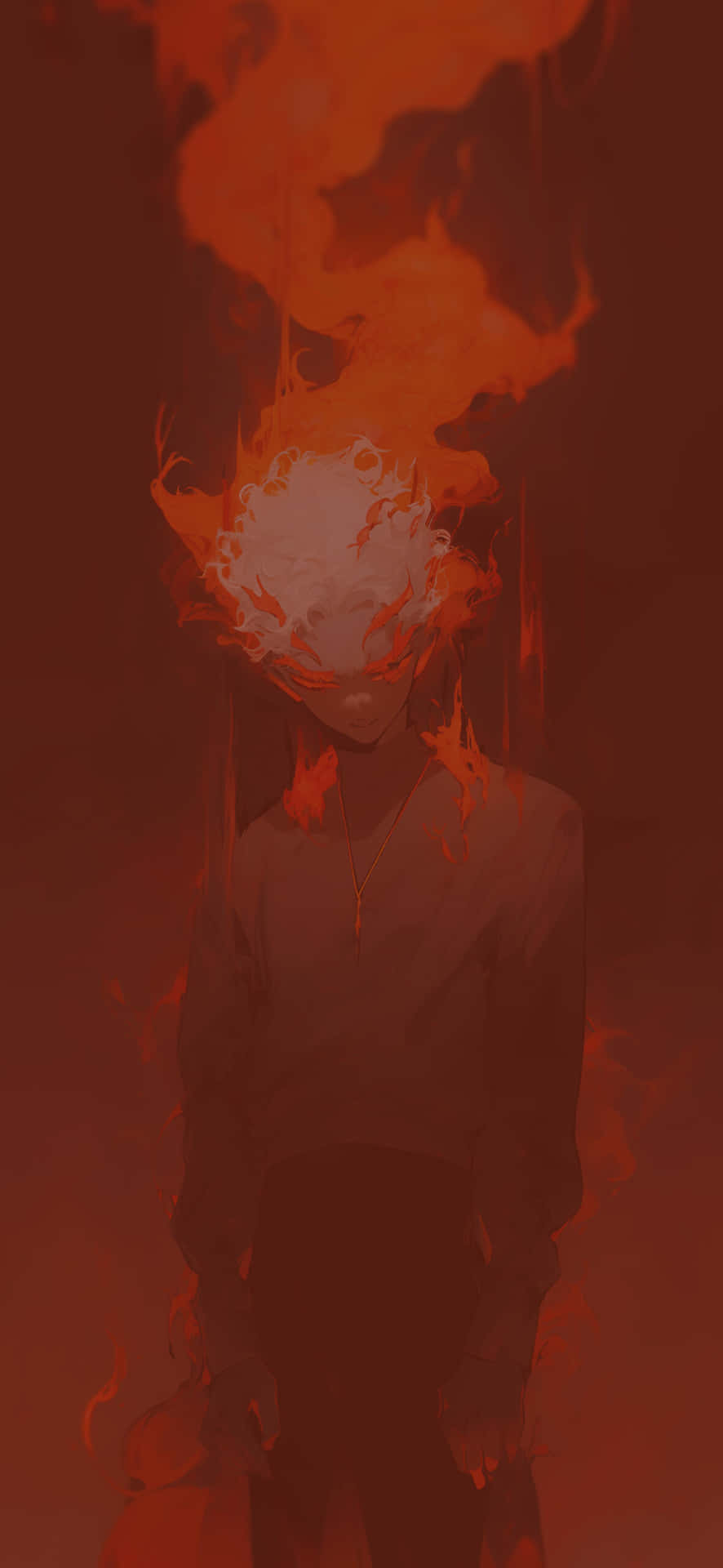 Infernal_ Visage_ Flame_ Shrouded Wallpaper