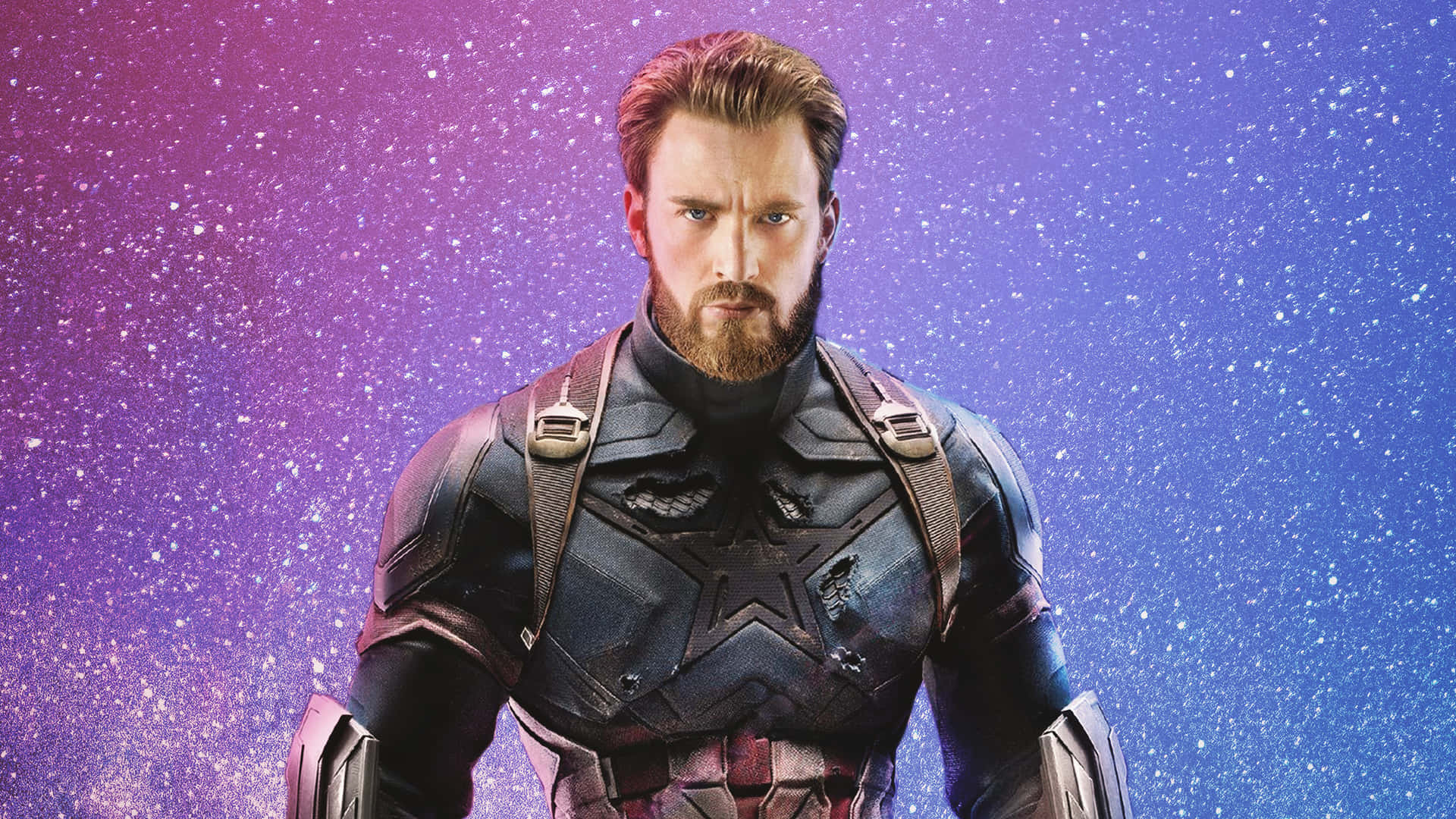 Captain America i rummet med et stjernespækket baggrund Wallpaper
