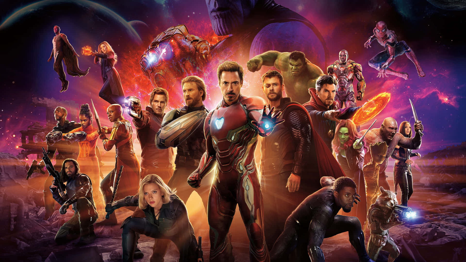 Avengers Assemble to Face Thanos in "Avengers: Infinity War" Wallpaper