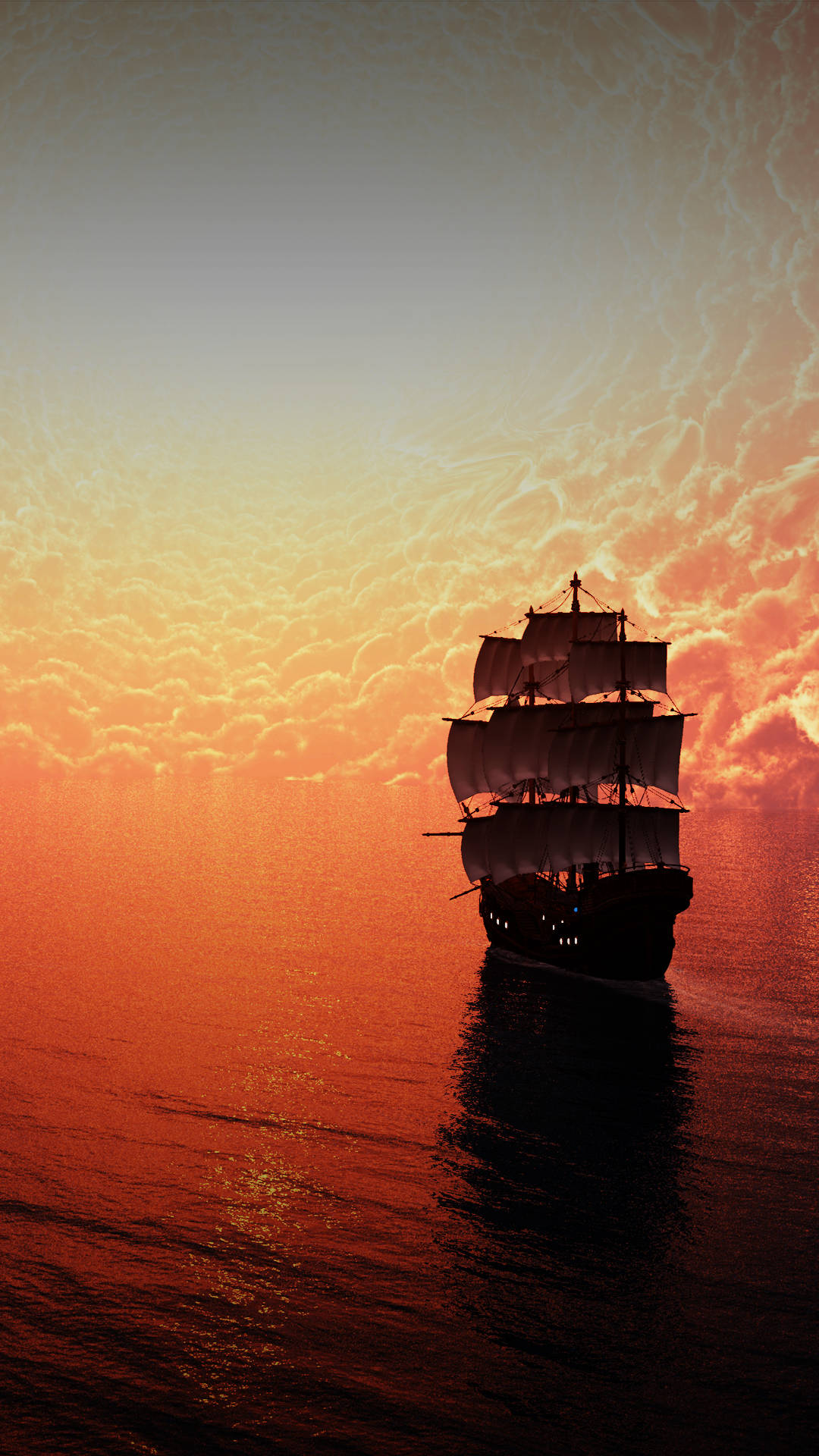 Infinix Sailing Ship Into Sunset Wallpaper