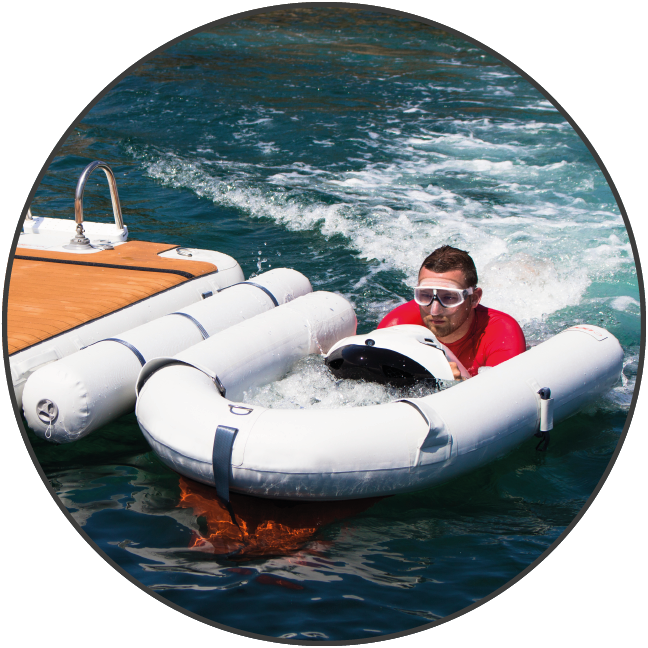 Inflatable Boat Adventureat Sea PNG
