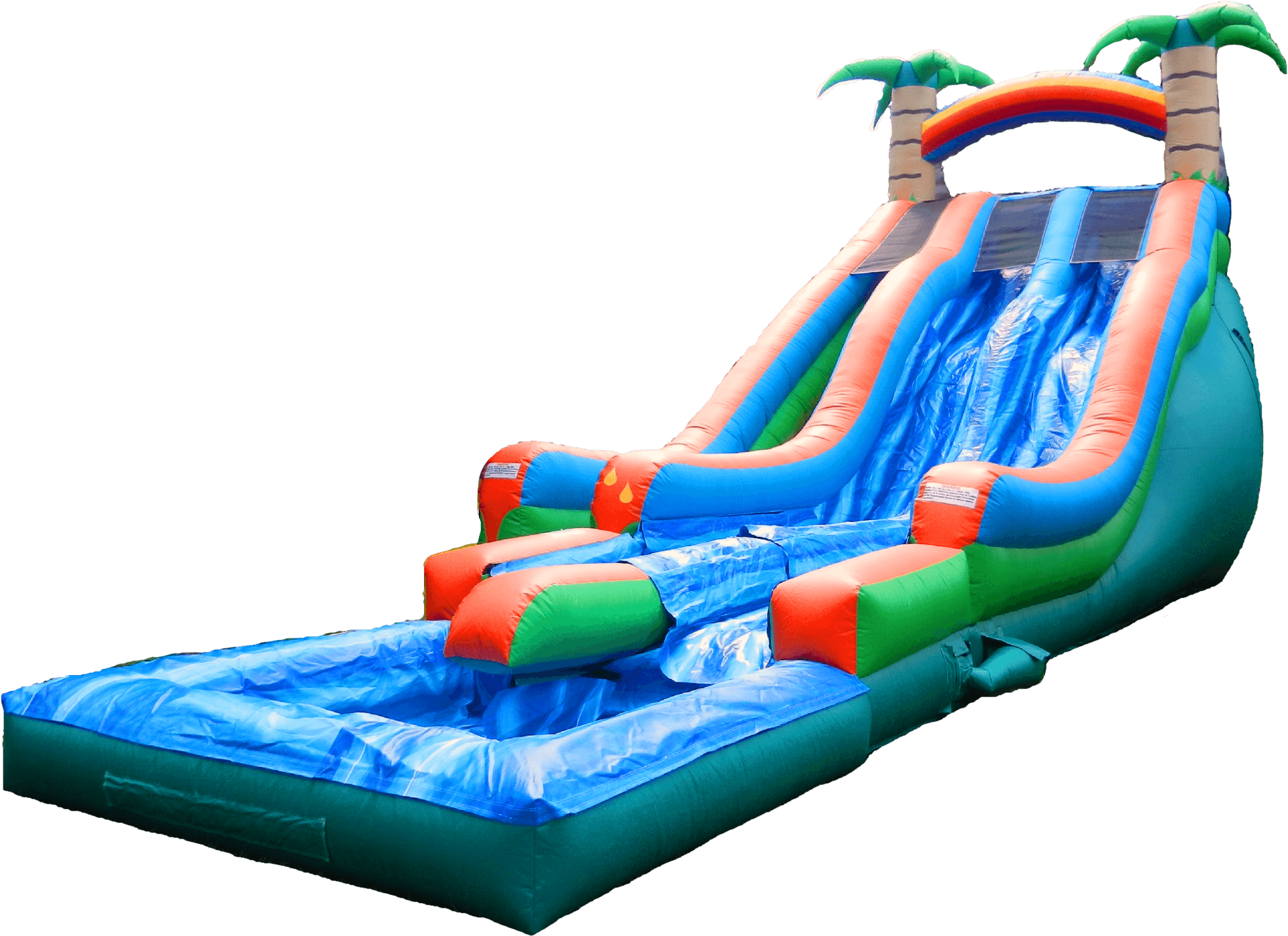 Inflatable Water Slide With Palm Trees PNG