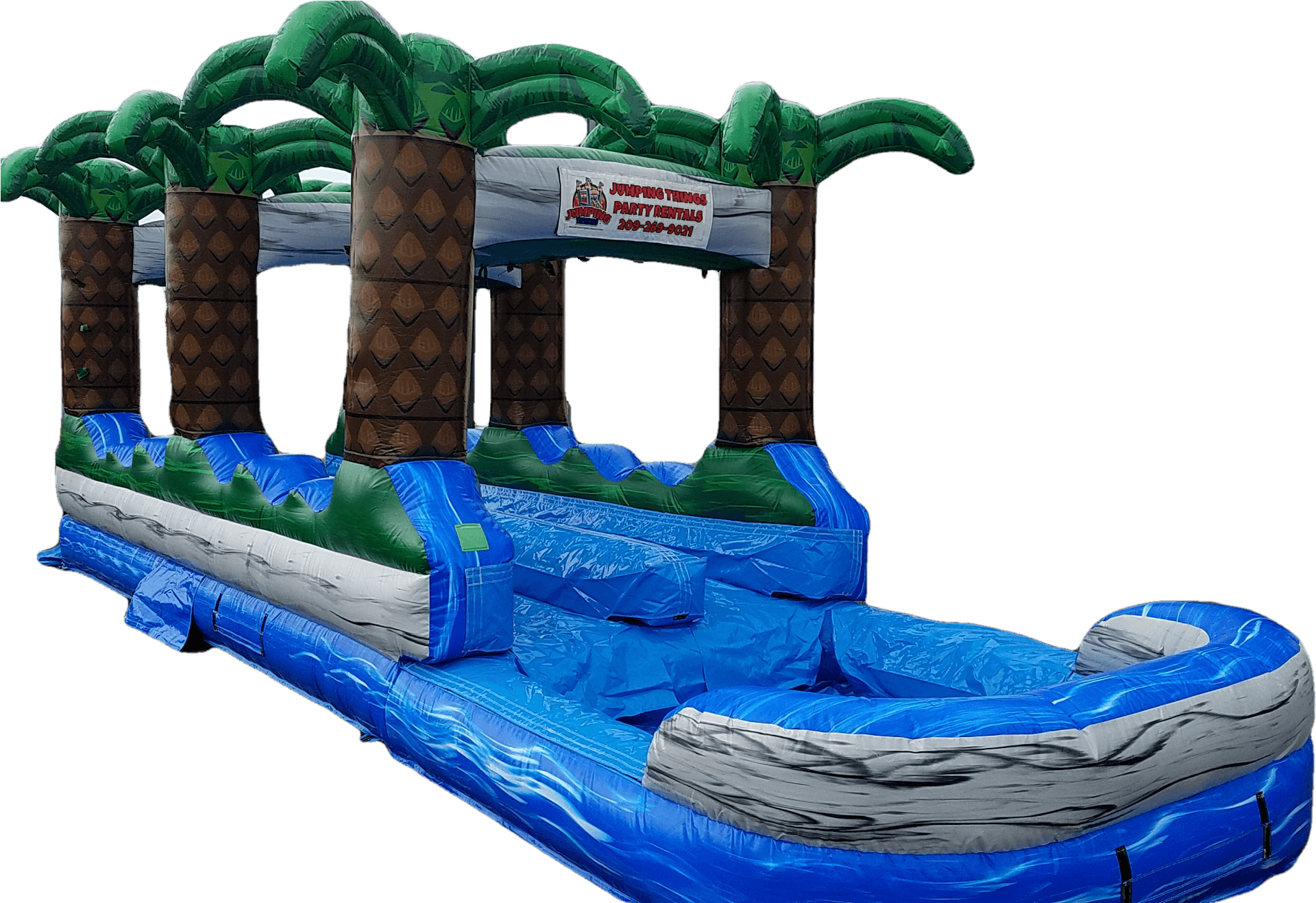 Inflatable Water Slide With Palm Trees PNG