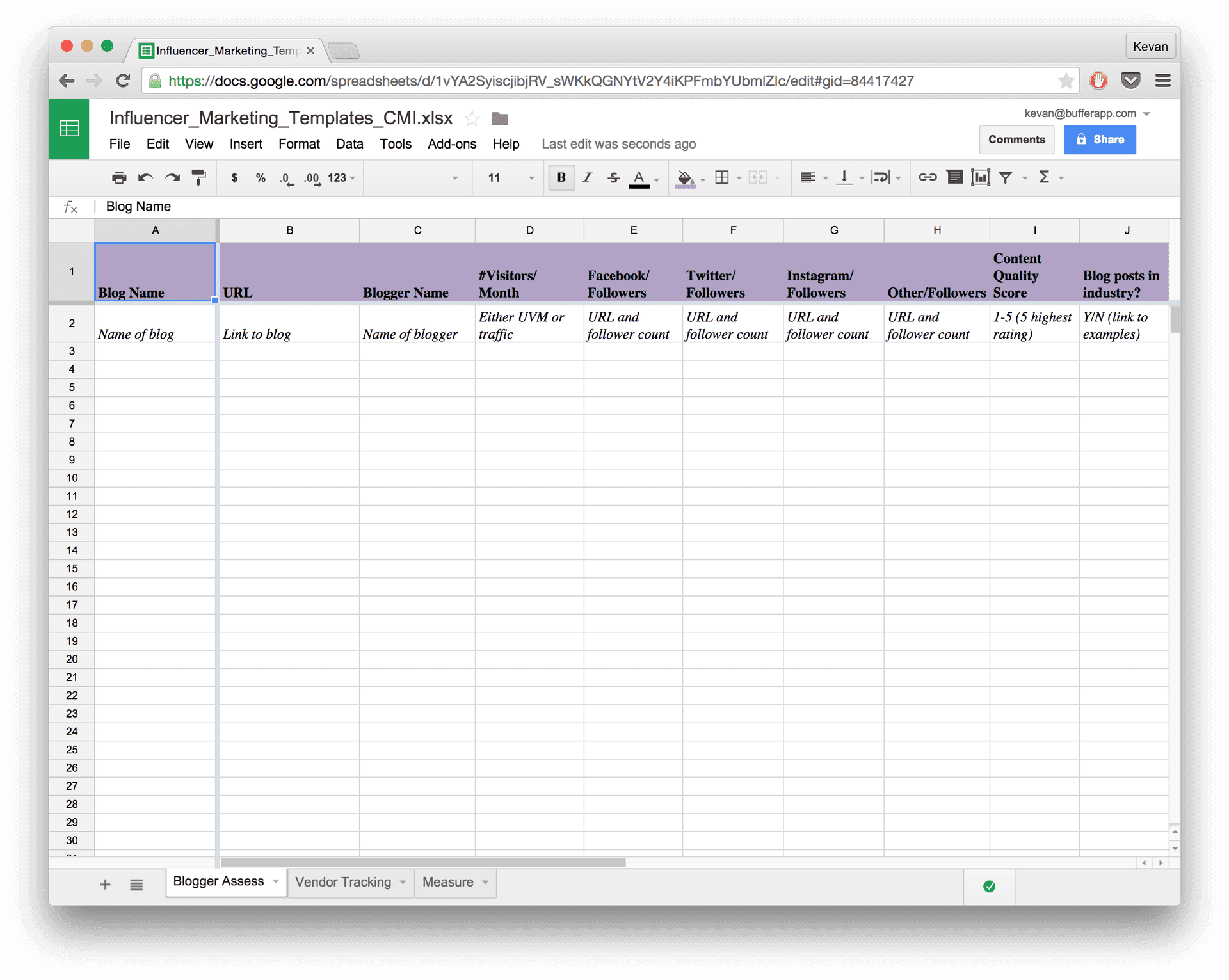 Influencer_ Marketing_ Spreadsheet_ Template PNG