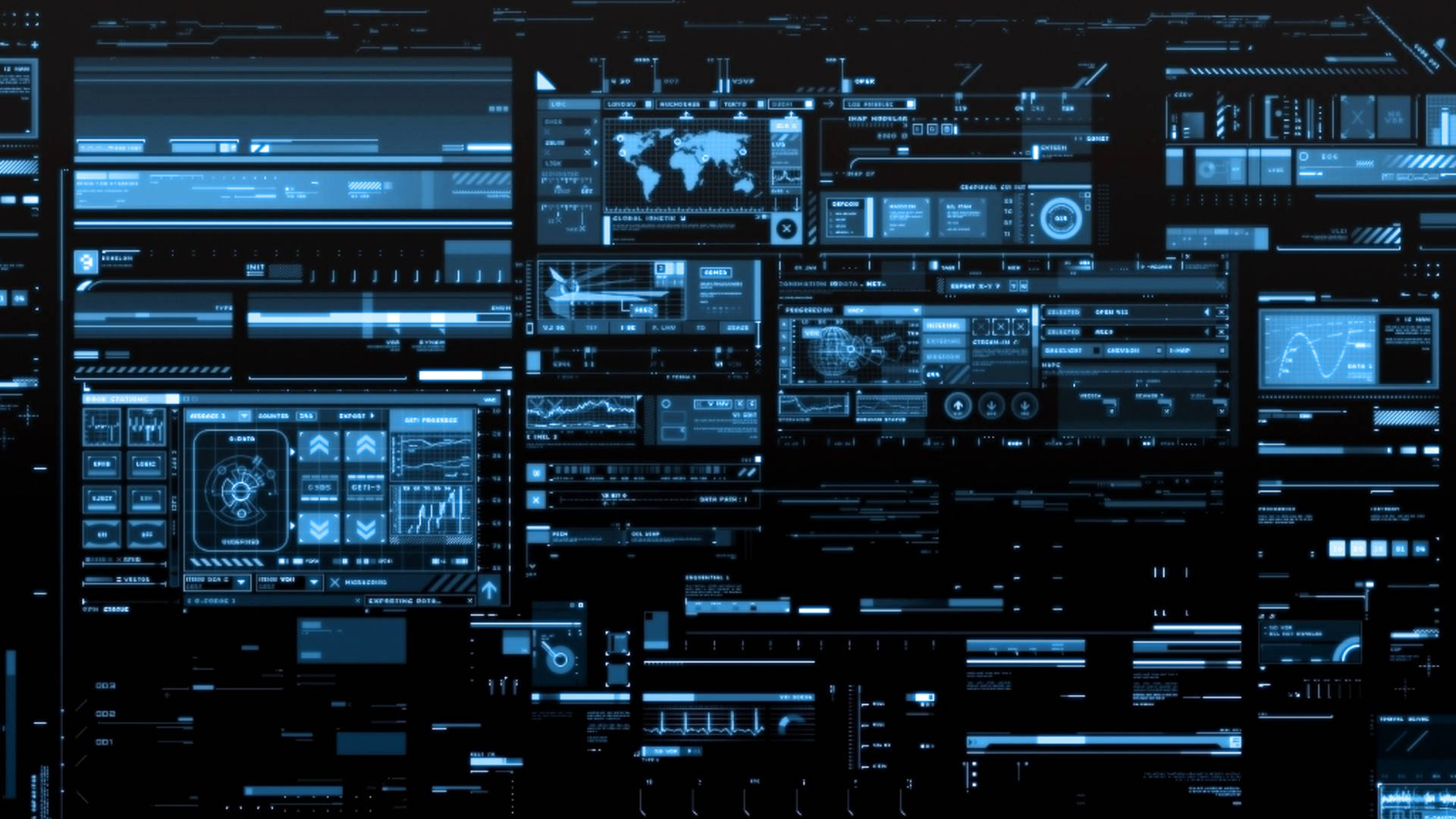 Information Data Blue Computer Screens Background
