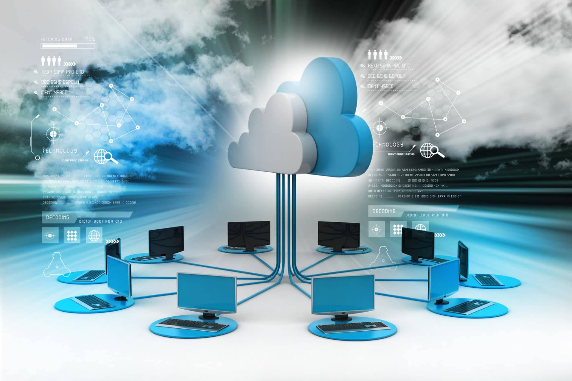 Informational Cloud Storage Technology 3d Chart Wallpaper