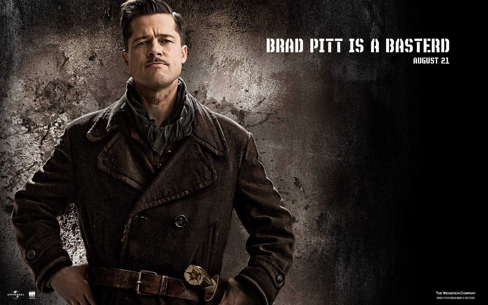 Brad Pitt og Christoph Waltz i Inglourious Basterds Wallpaper