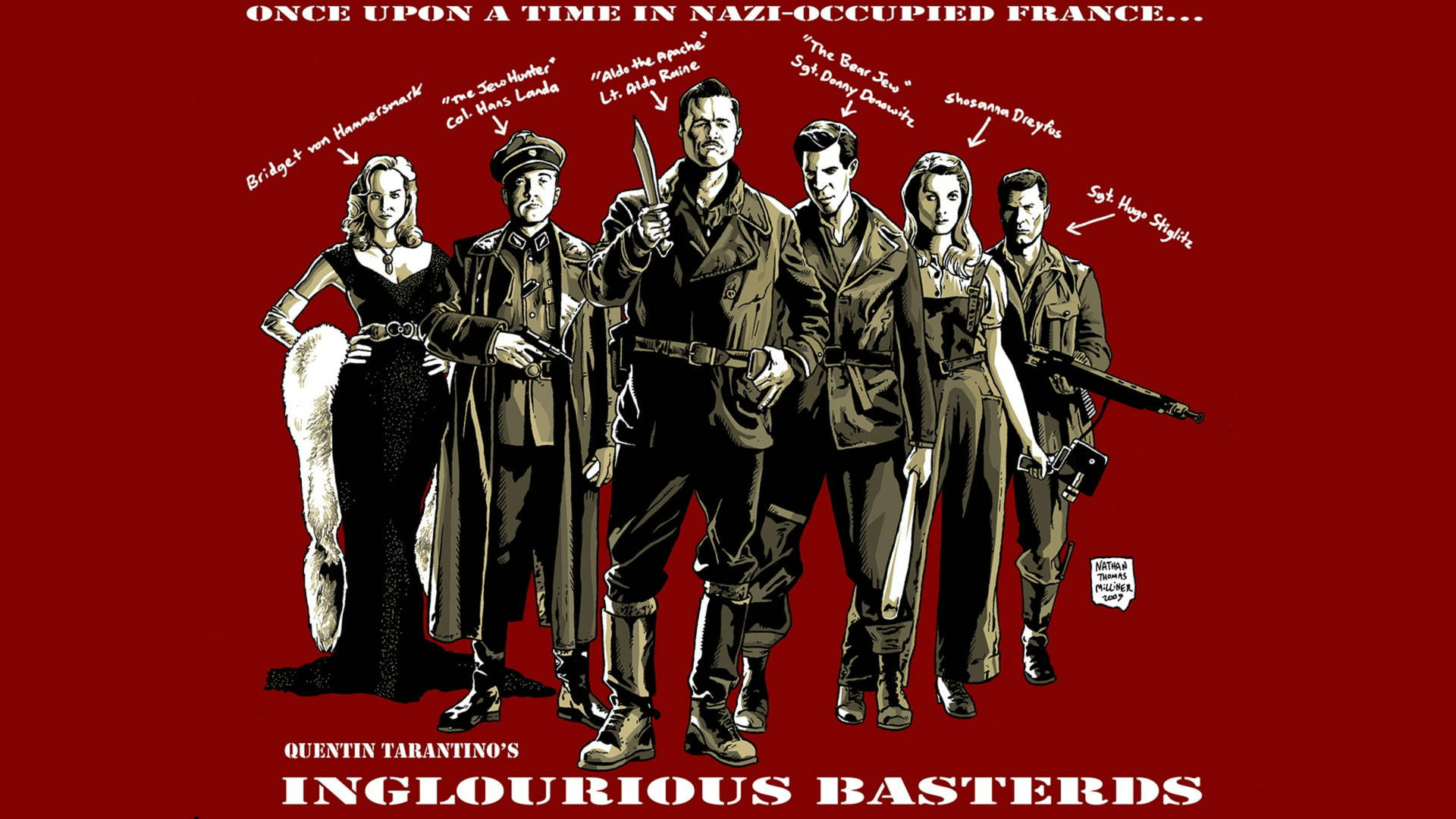 Inglourious Basterds Red Cartoon Art Wallpaper