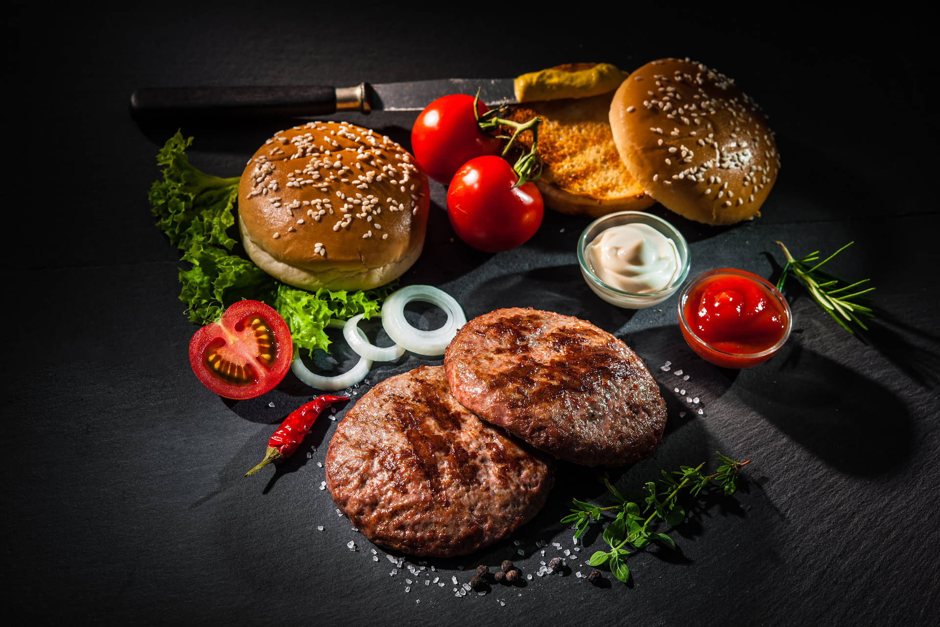 Ingredienser til en osteburger Wallpaper