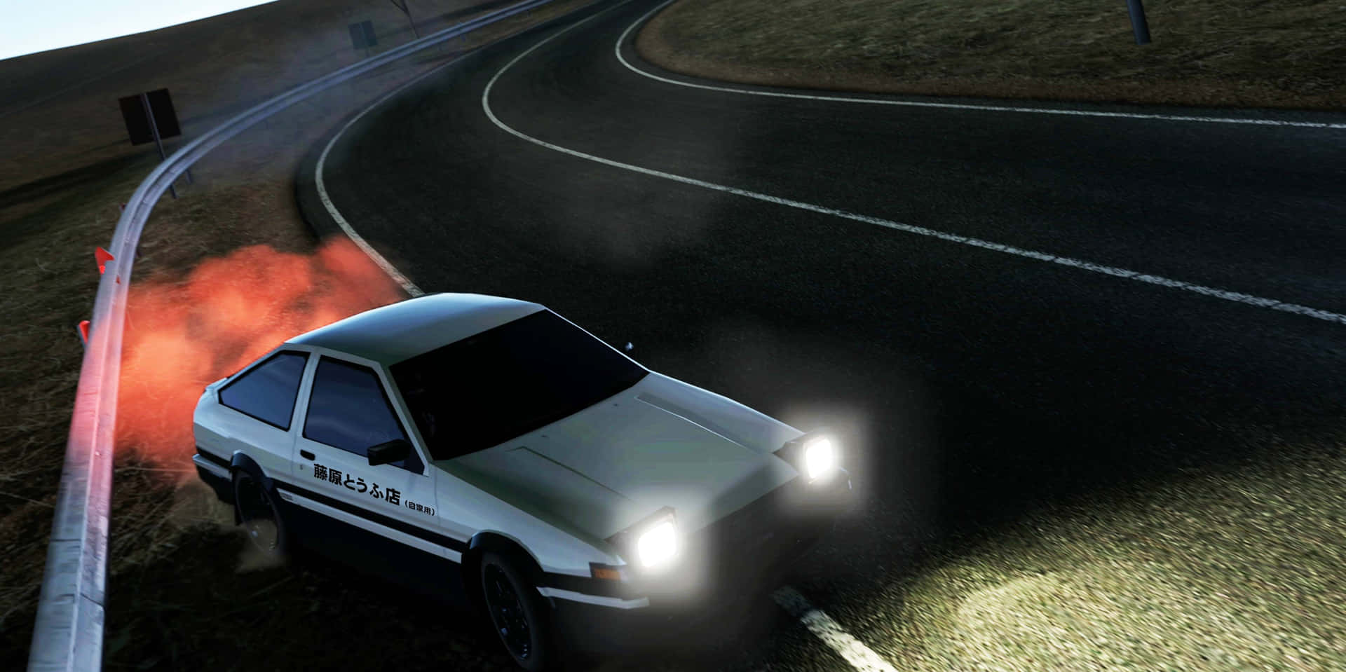 Toyota AE86 With Roaring Backlights Initial D Background