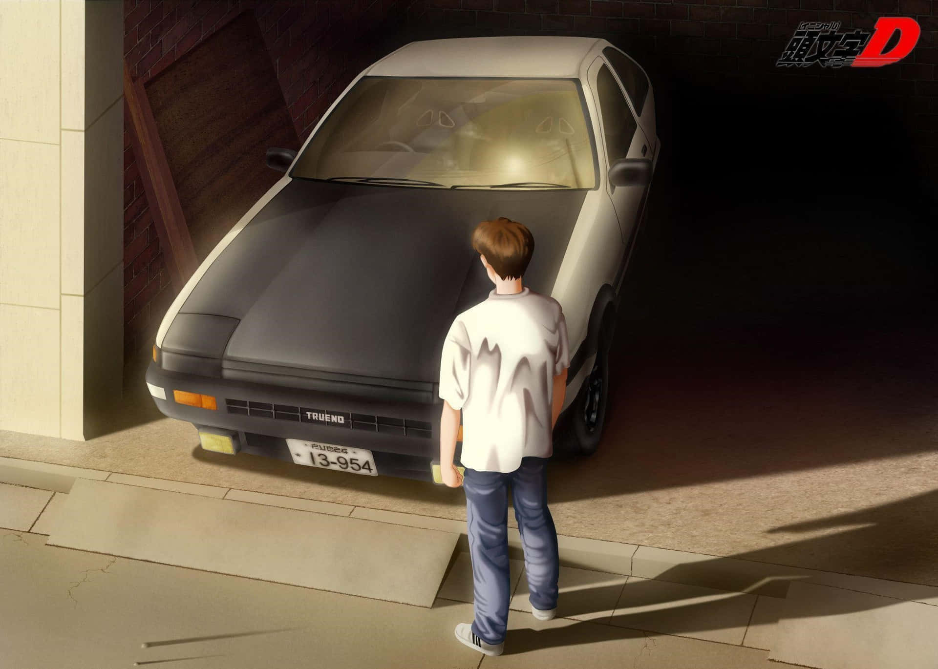 Takumi With His Toyota AE86 Initial D Background