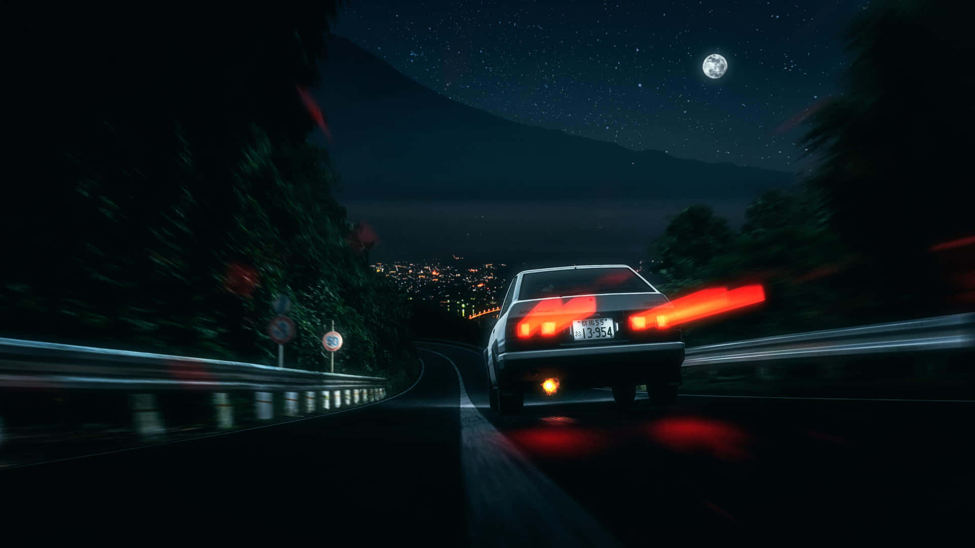Back View Of Toyota AE86 Initial D Background