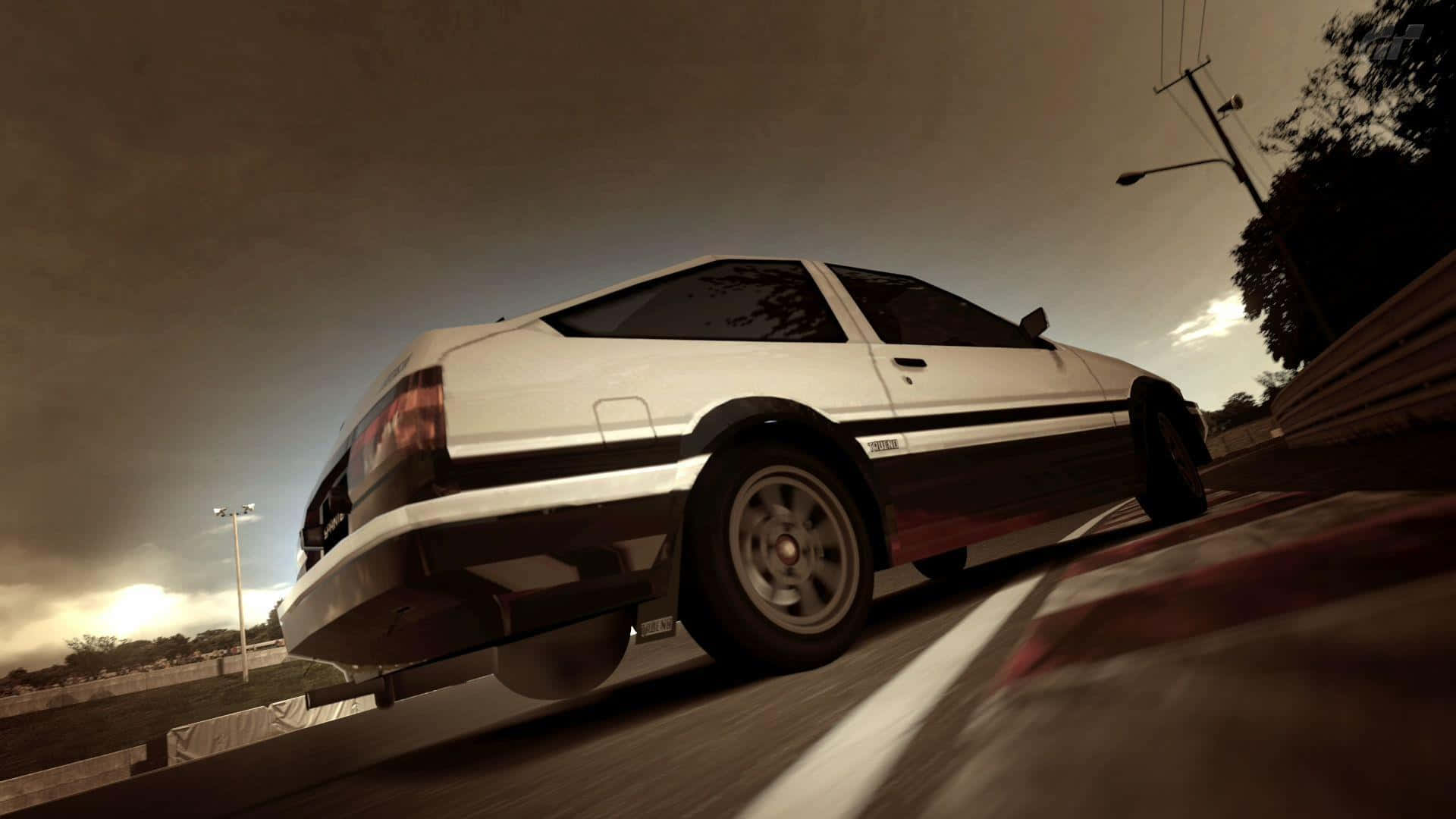 Lower Back View Toyota AE86 Initial D Background