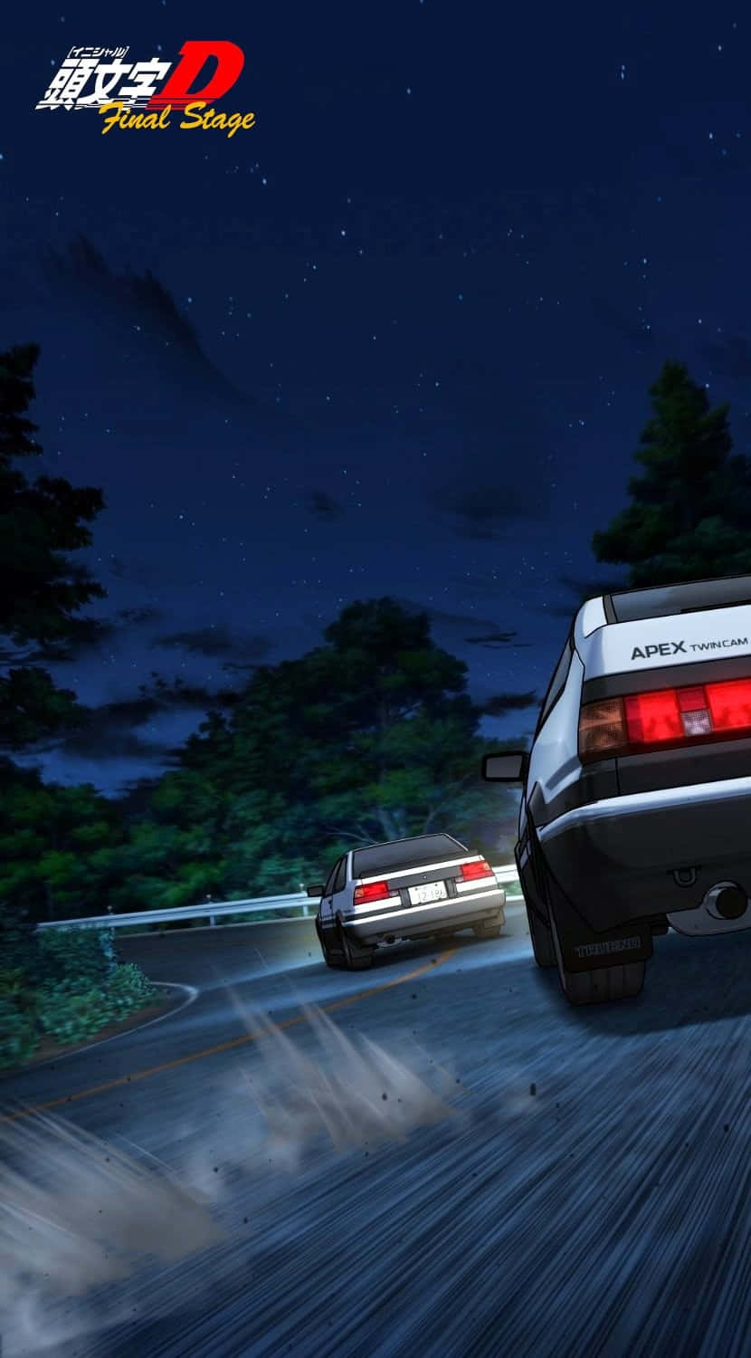 Initial D Phone Car Chase At Night Wallpaper