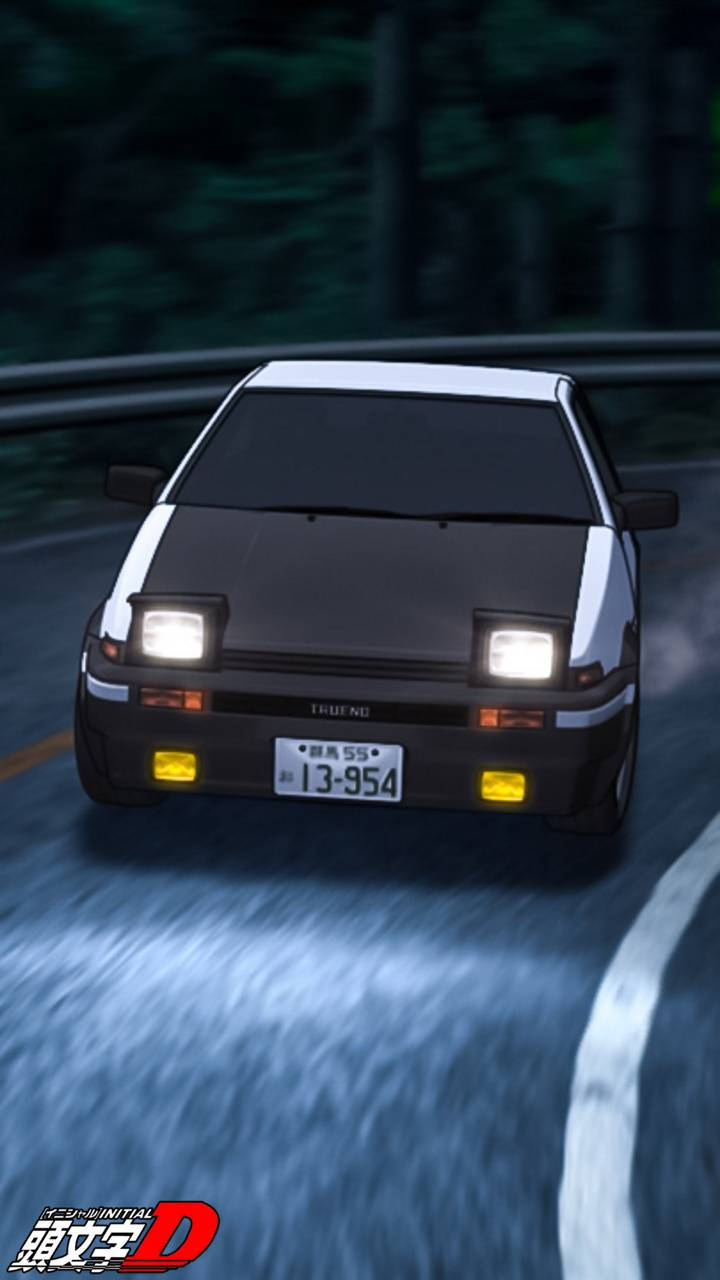Initial D's Iconic Ae86 Racing Down The Mountain Wallpaper