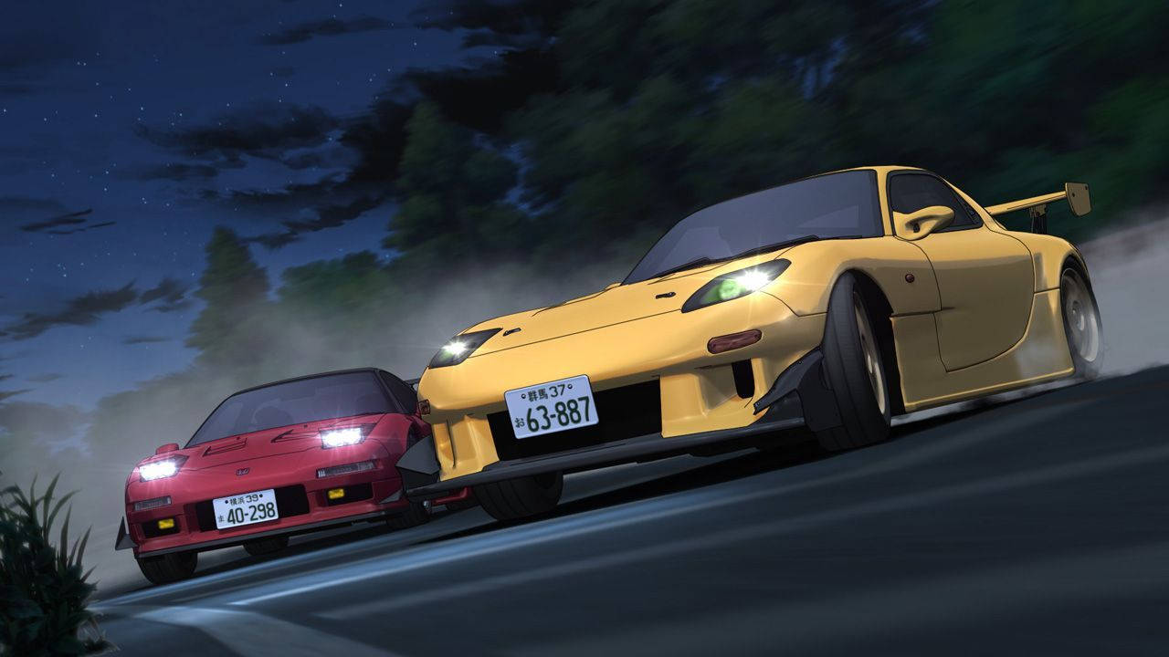 Initial D Yellow And Red Cars Wallpaper