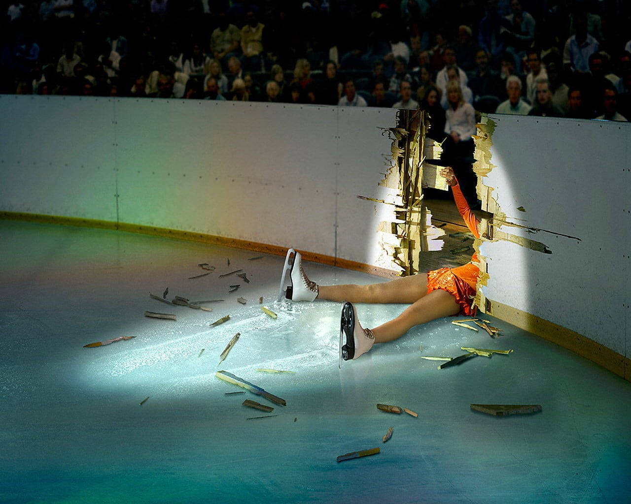 Injured Girl In Ice Skating Rink Wallpaper