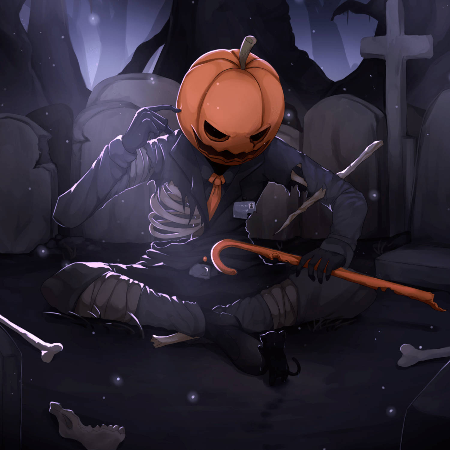 Injured Jack-o'-Lantern Halloween PFP Wallpaper