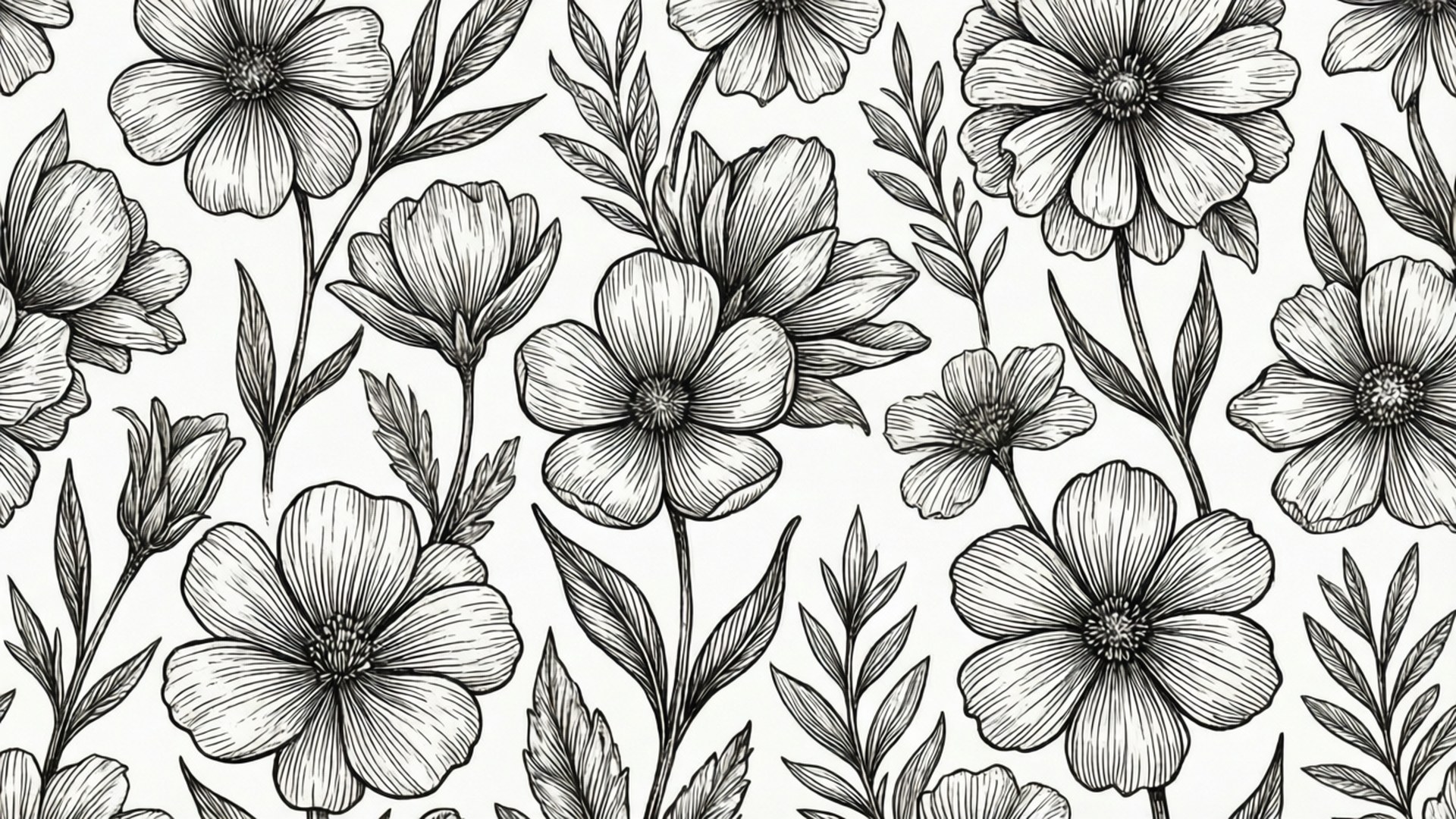 Ink Botanical Pattern Papéis de Parede