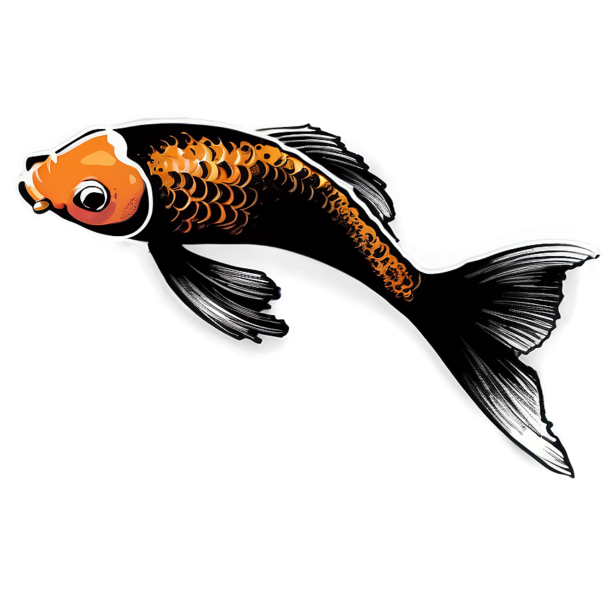 Download Ink Style Koi Sketch Png Yiu | Wallpapers.com