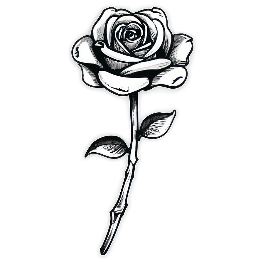 Inked Rose Black And White Png Jlv16 PNG