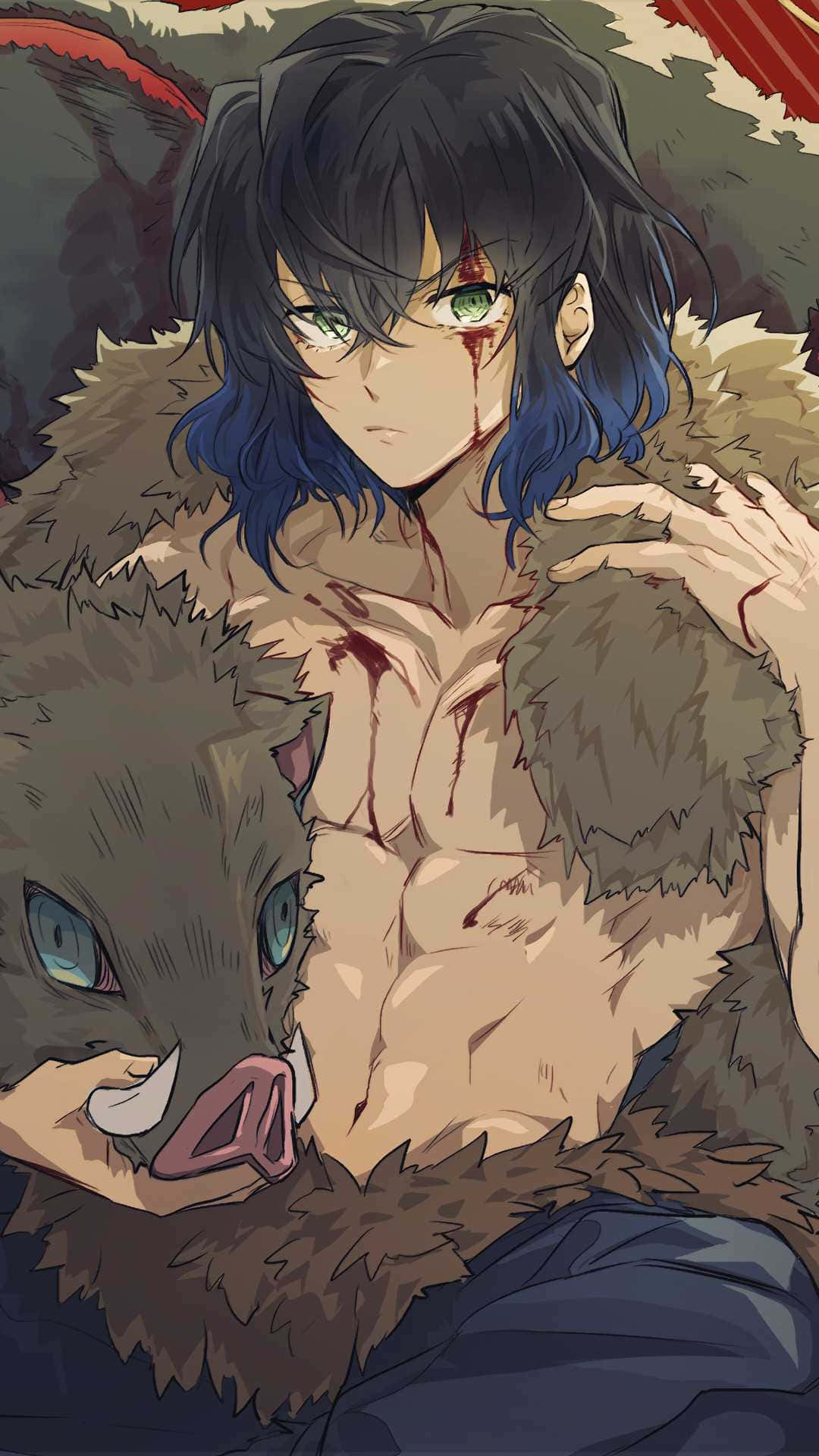 A Man With A Wolf And A Pig Wallpaper