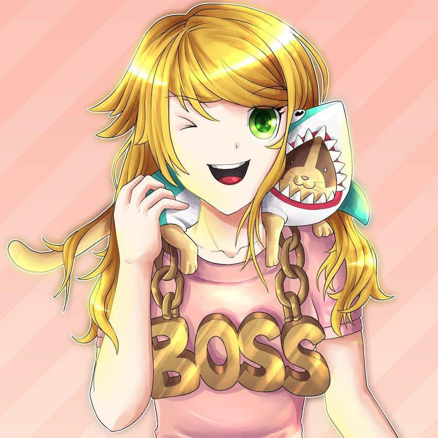 A Girl Holding A Phone And A Shark Wallpaper
