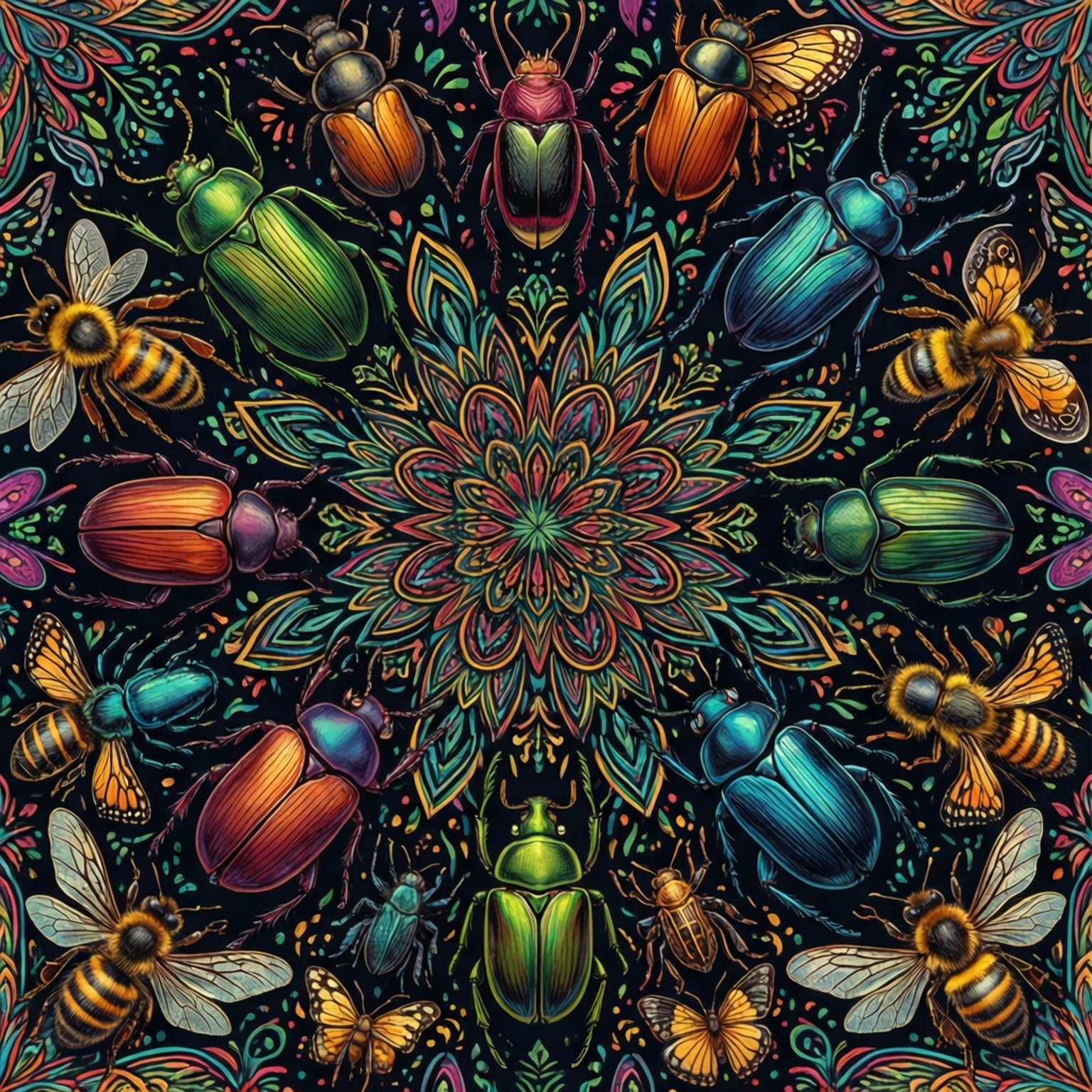 Insektmandala-mønster Bakgrunner