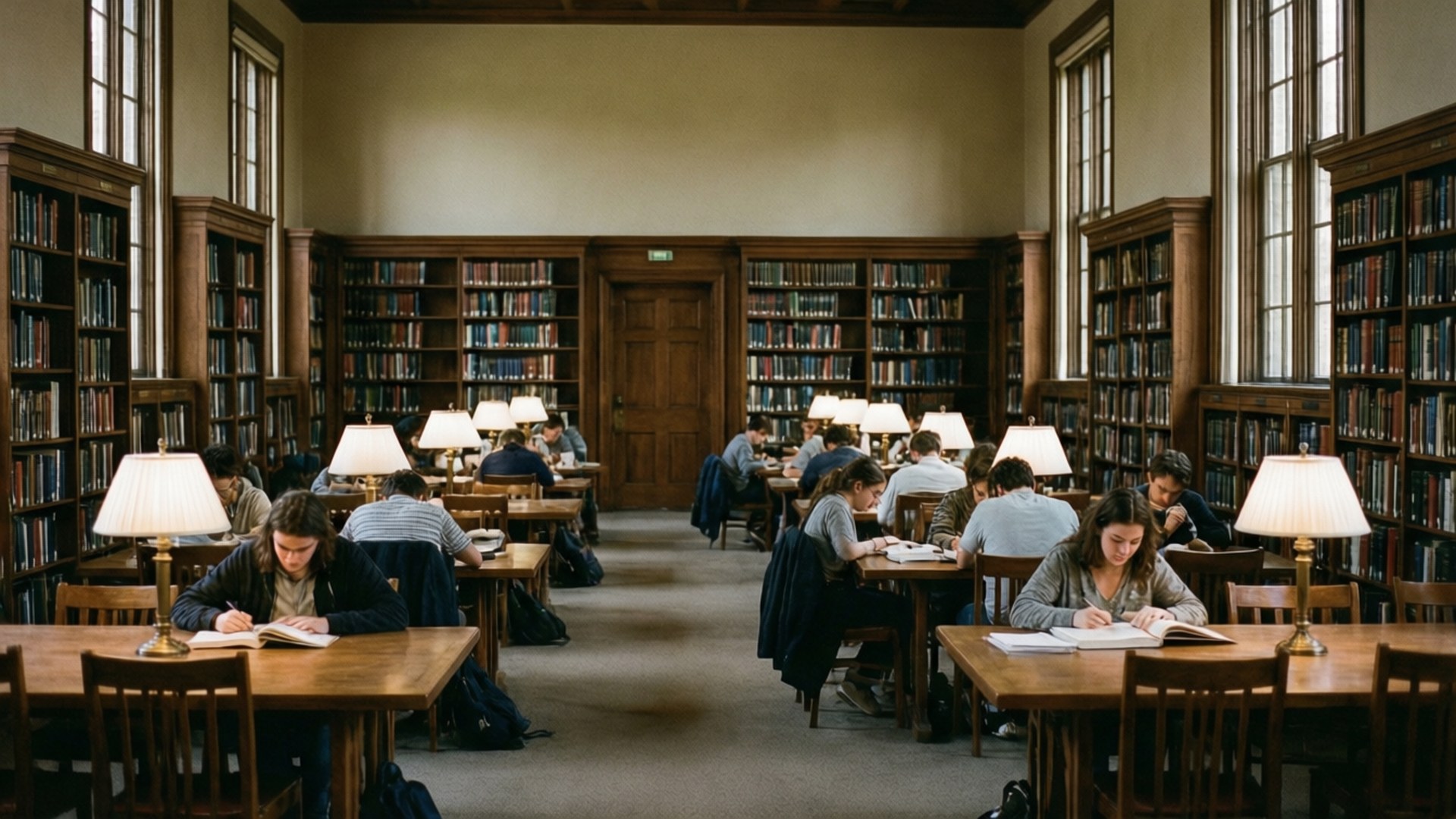 Binnen in Baker Library Achtergronden