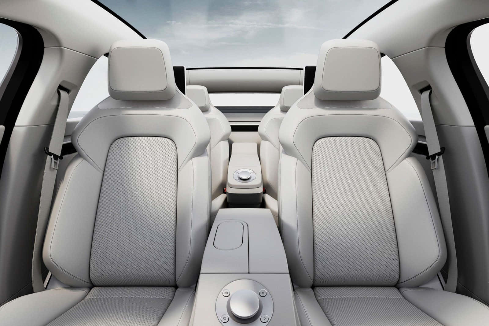 The Seats Of A Car Are Shown In White Wallpaper