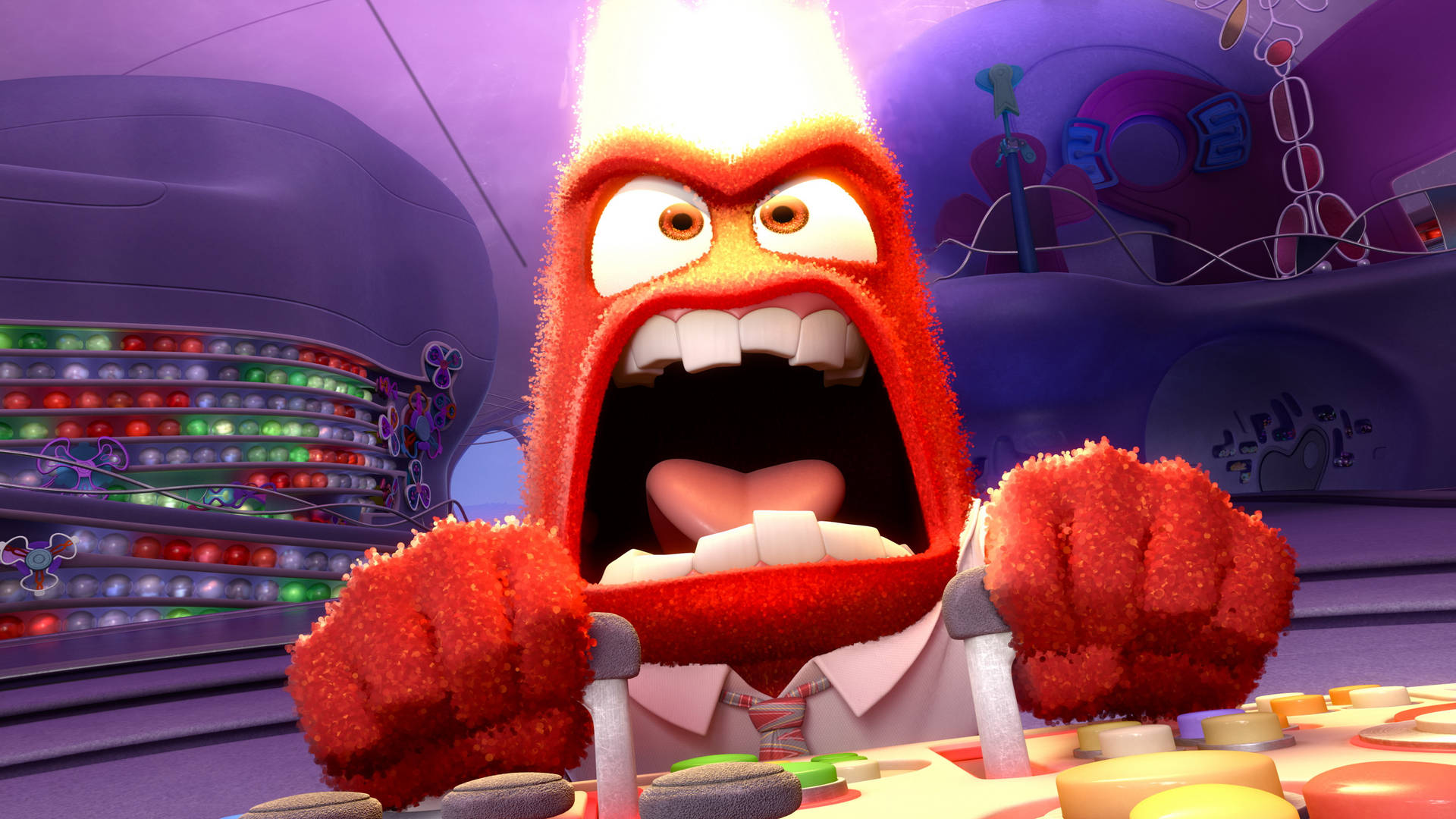 Inside Out's Anger Struggles with Sadness Wallpaper