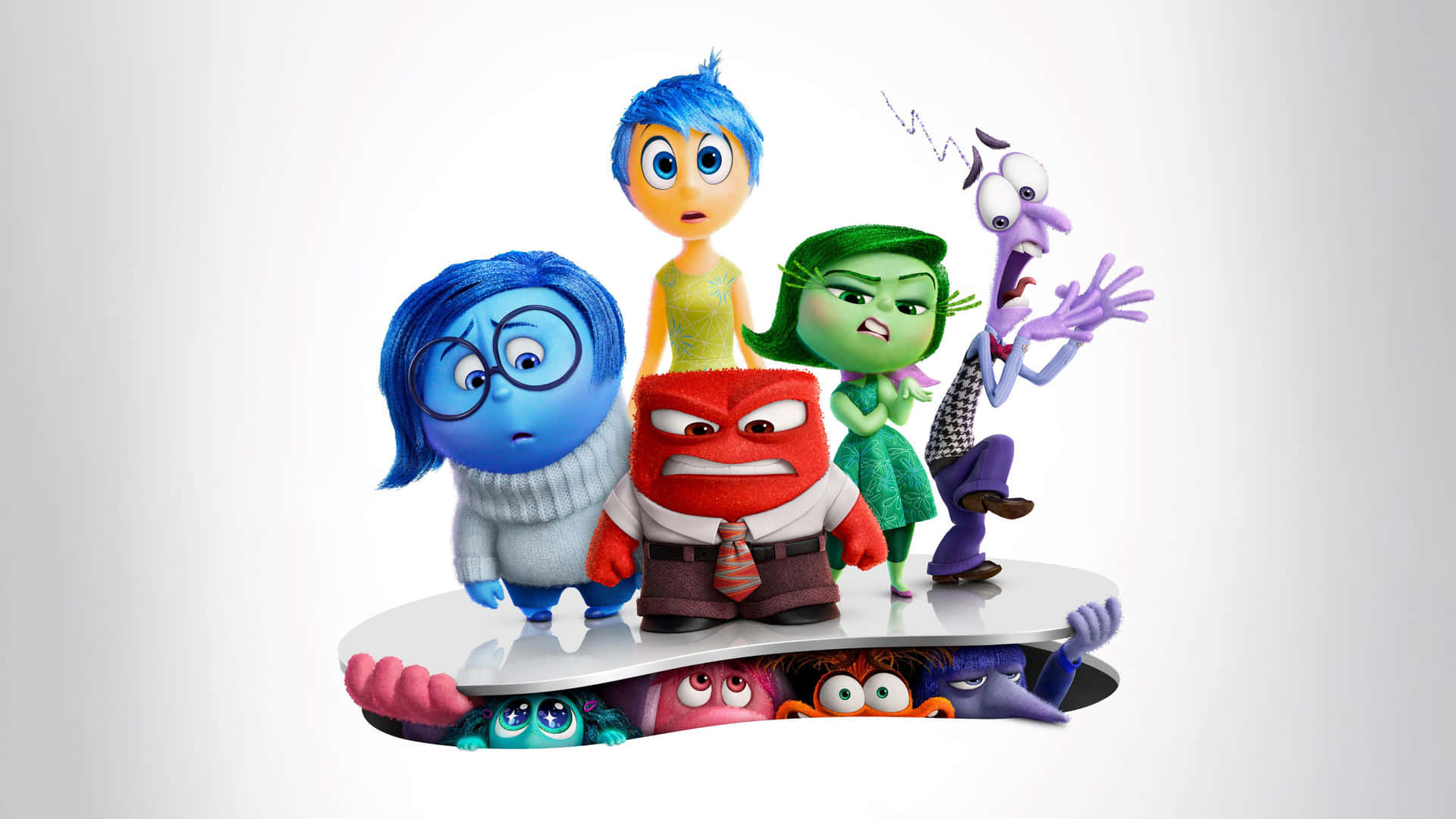 Inside Out Characters On Mind Skateboard Wallpaper