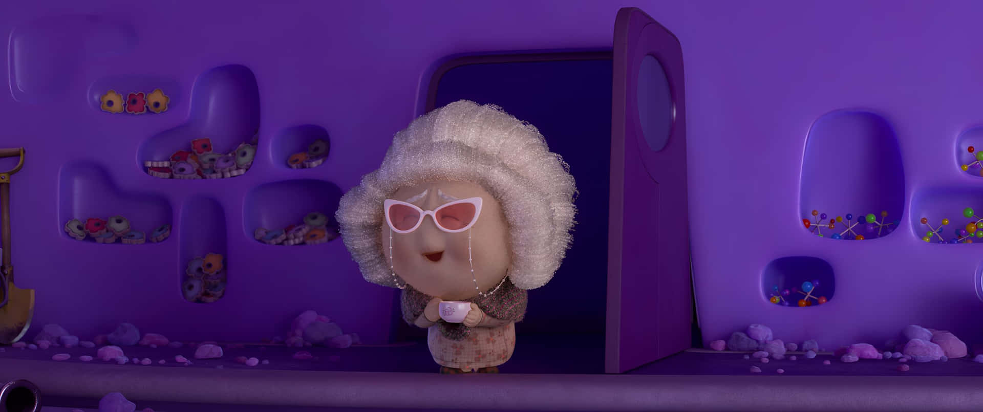 Personnage D'inside Out2 Dans Une Chambre Violette Fond d'écran