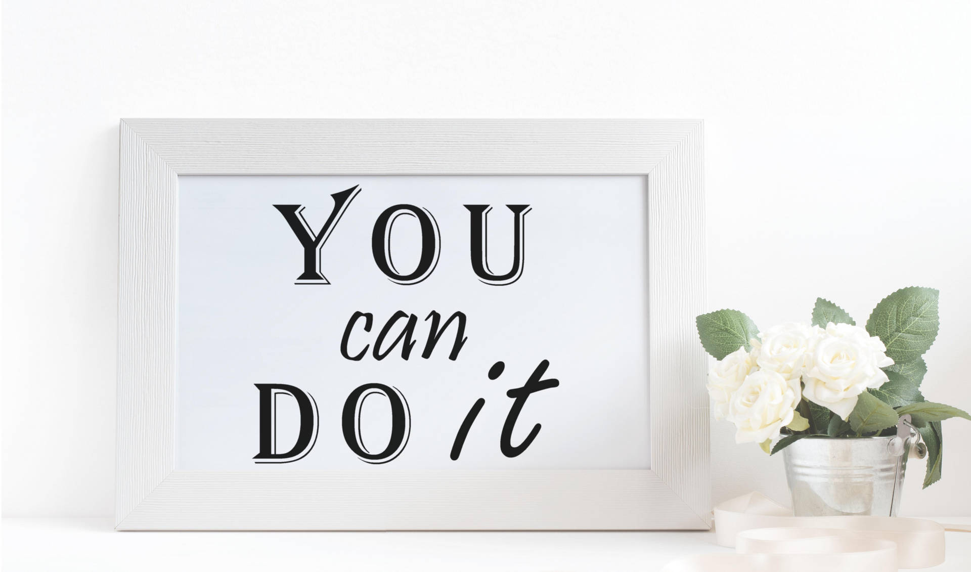 Inspirational Laptop Message In White Frame