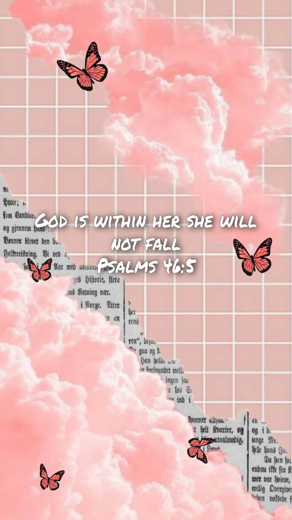 Inspirational Psalms465 Pink Clouds Butterflies Wallpaper
