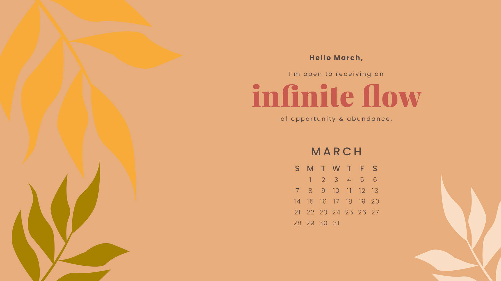 Inspiring Hello March Calendar Wallpaper