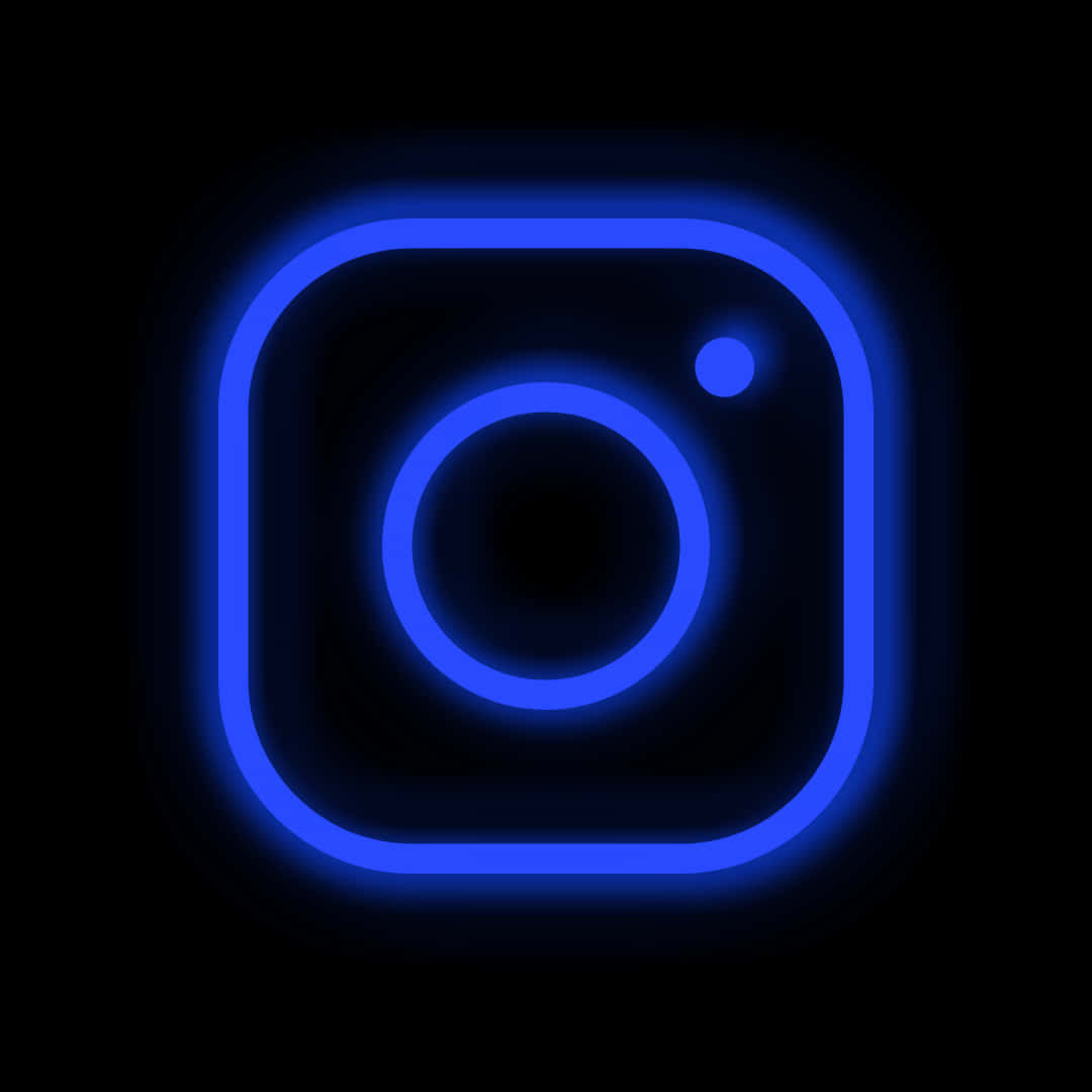 Logode Instagram En Color Azul Neón Sobre Fondo Negro.