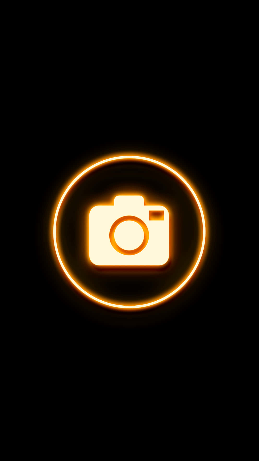 Instagramkamera Neon Orange Highlight Svart Bakgrund.