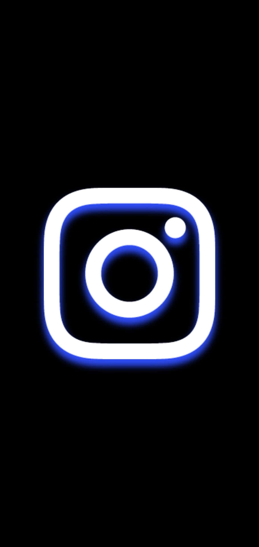 Instagramsvita Och Blåa Logotyp På Svart Bakgrund.